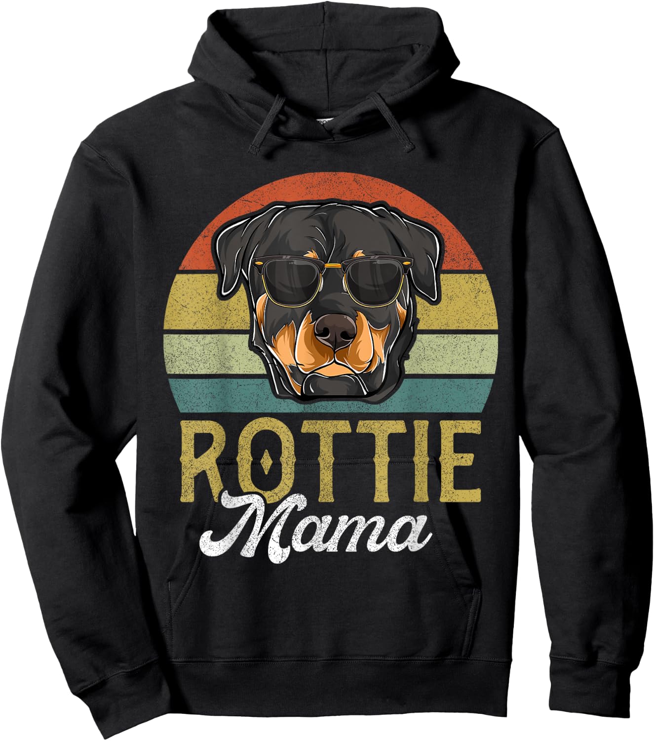 Retro Rottweiler Rottie Mama Shirt Women, Mothers Day Dog Hoodie - Hoodie | Black