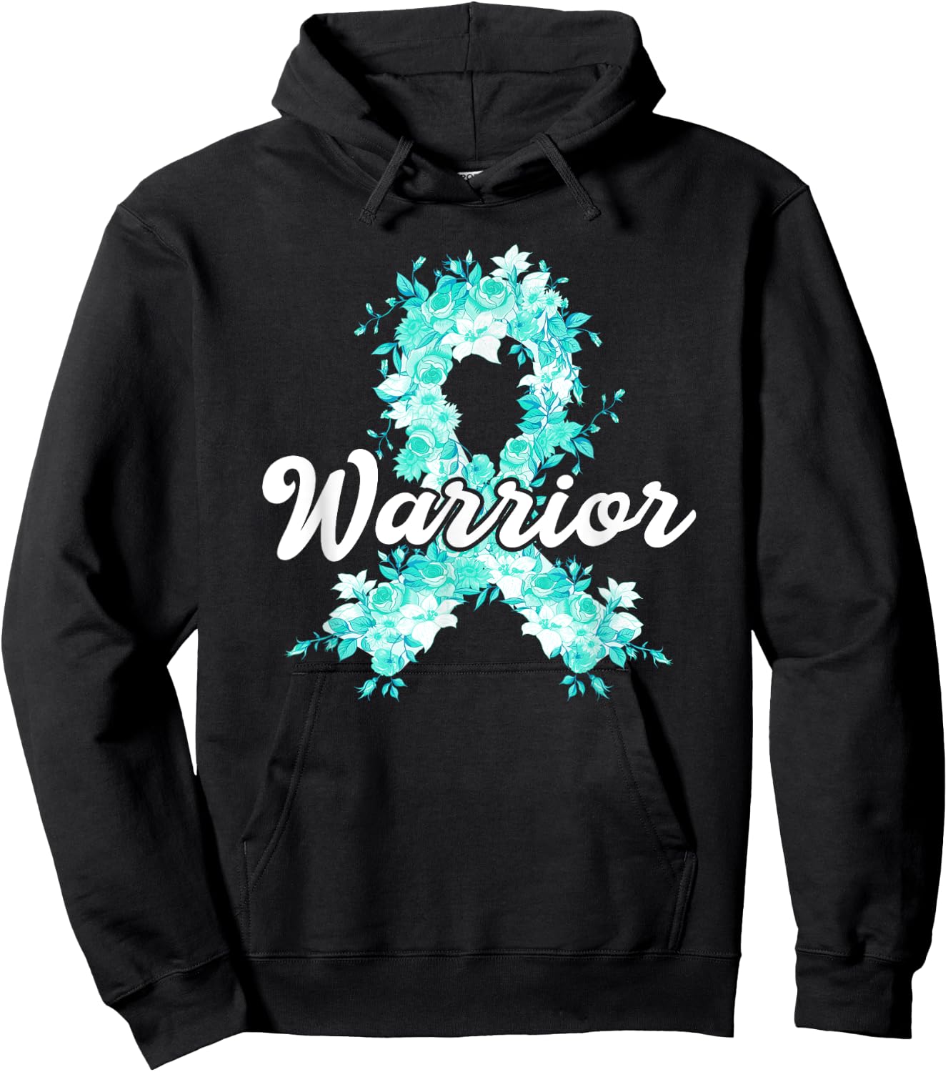 Ovarian Cancer Warrior Awareness Teal Ribbon Survivor Hoodie - Hoodie | Black