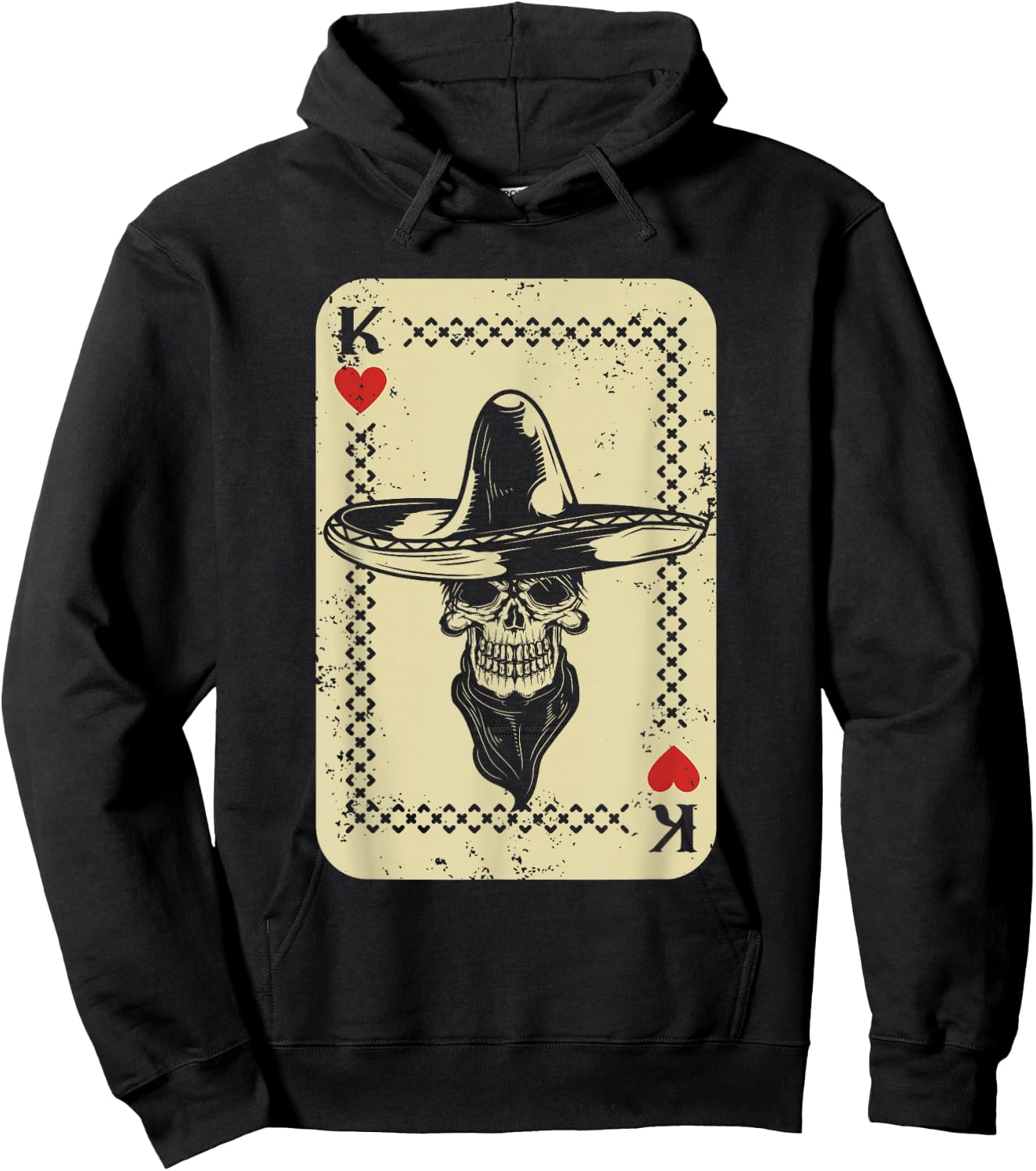 Poker King Mexico Sugar Skull Calavera Cards Player Cowboy Hoodie - Hoodie | Black