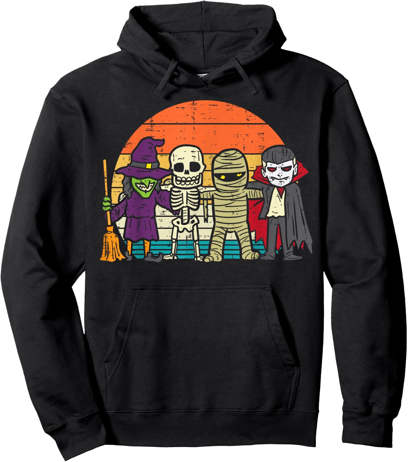 Witch Skeleton Mummy Vampire Retro Halloween Boys Girls Kids Hoodie - Hoodie | Black