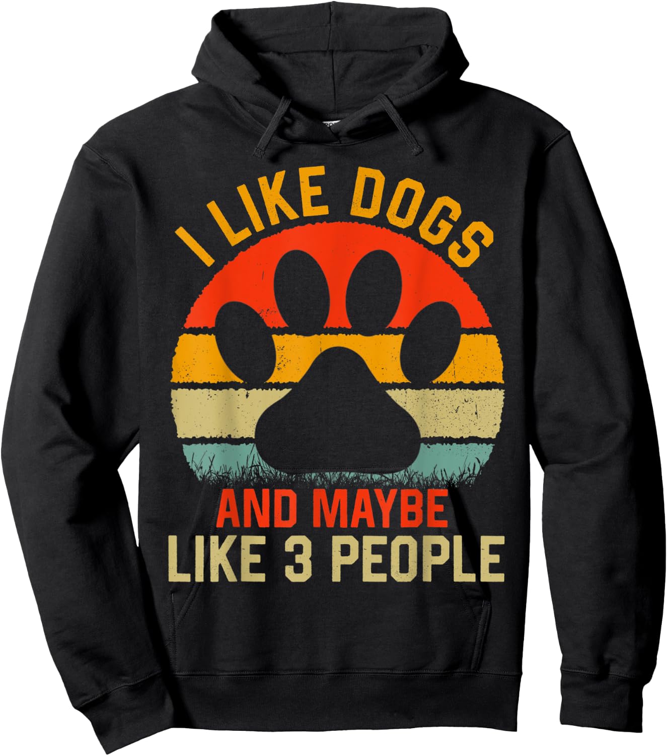i Like dogs And Maybe Like 3 People dog Retro Men Women Kids Hoodie - Hoodie | Black
