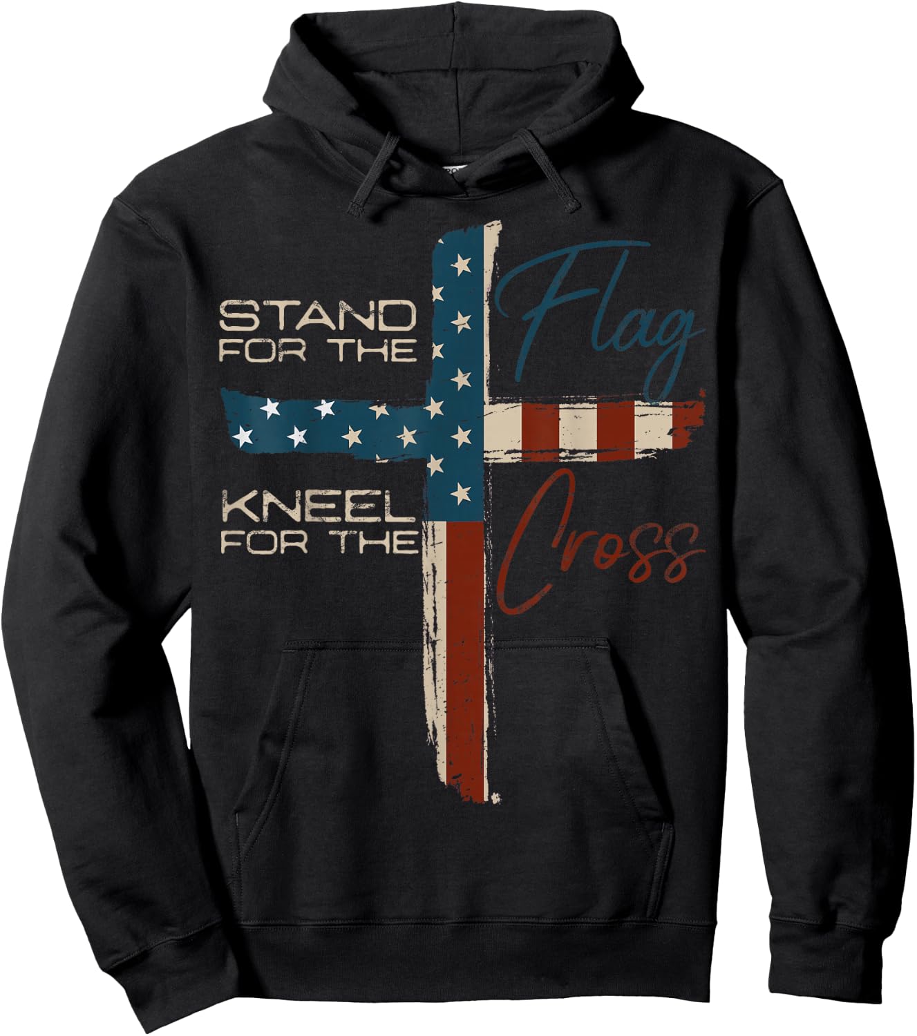 American Patriotic Faith 4th of July Freedom Day USA Flag Religious Quote Christian Faith Hoodie - Hoodie | Black