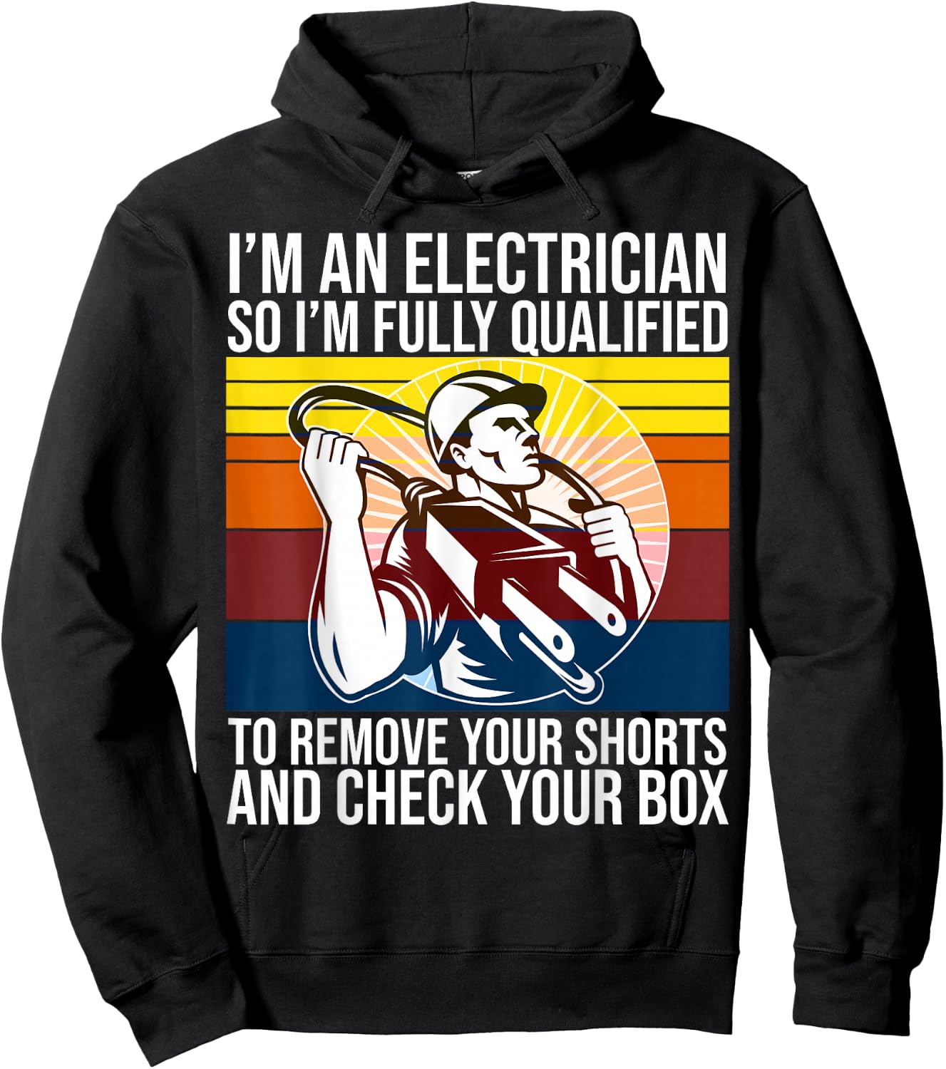 Funny Electrician Saying Retro Style Work Humor Design Hoodie - Hoodie | Black