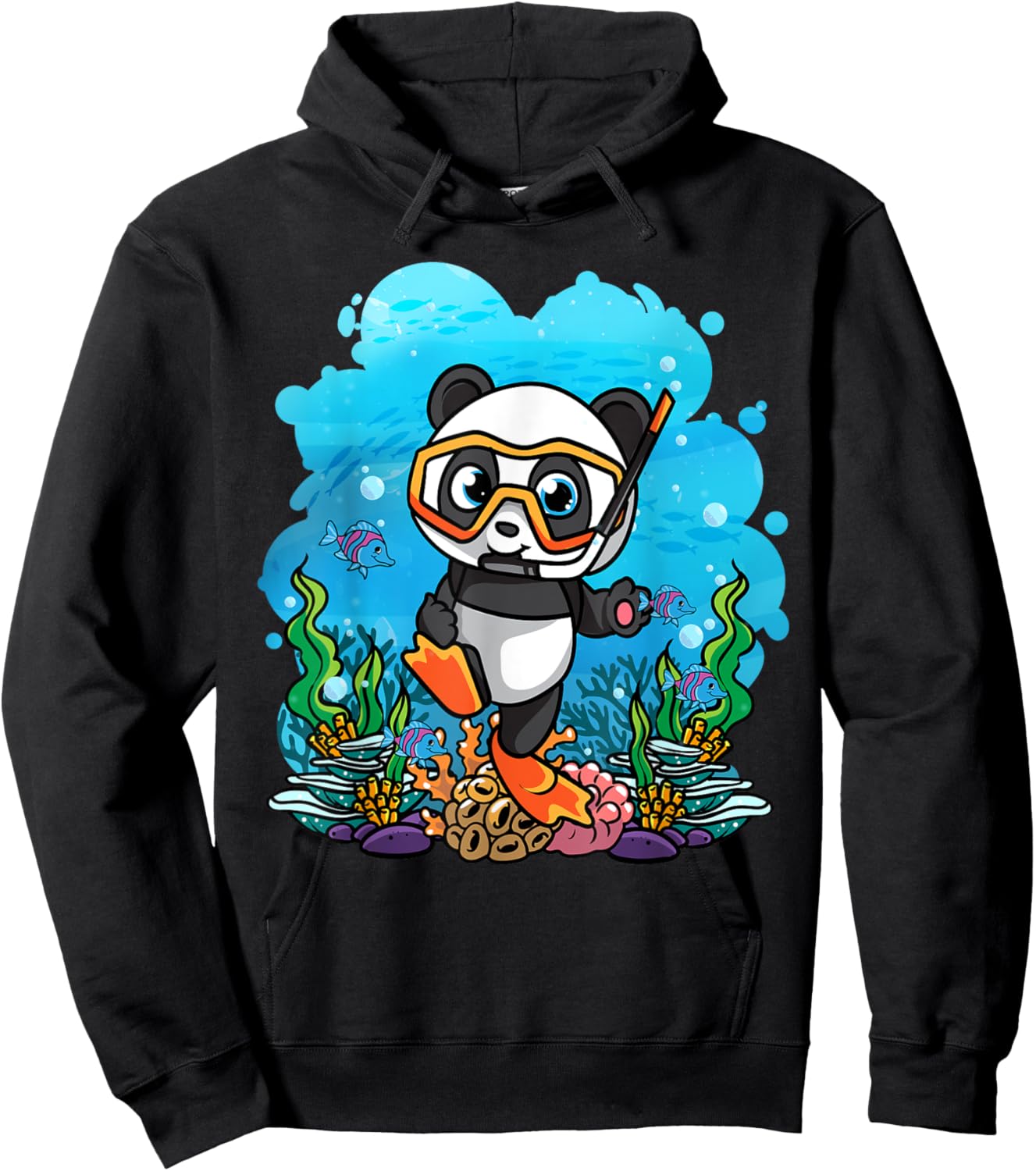 SCUBA Diver cute Panda Design Hoodie - Hoodie | Black