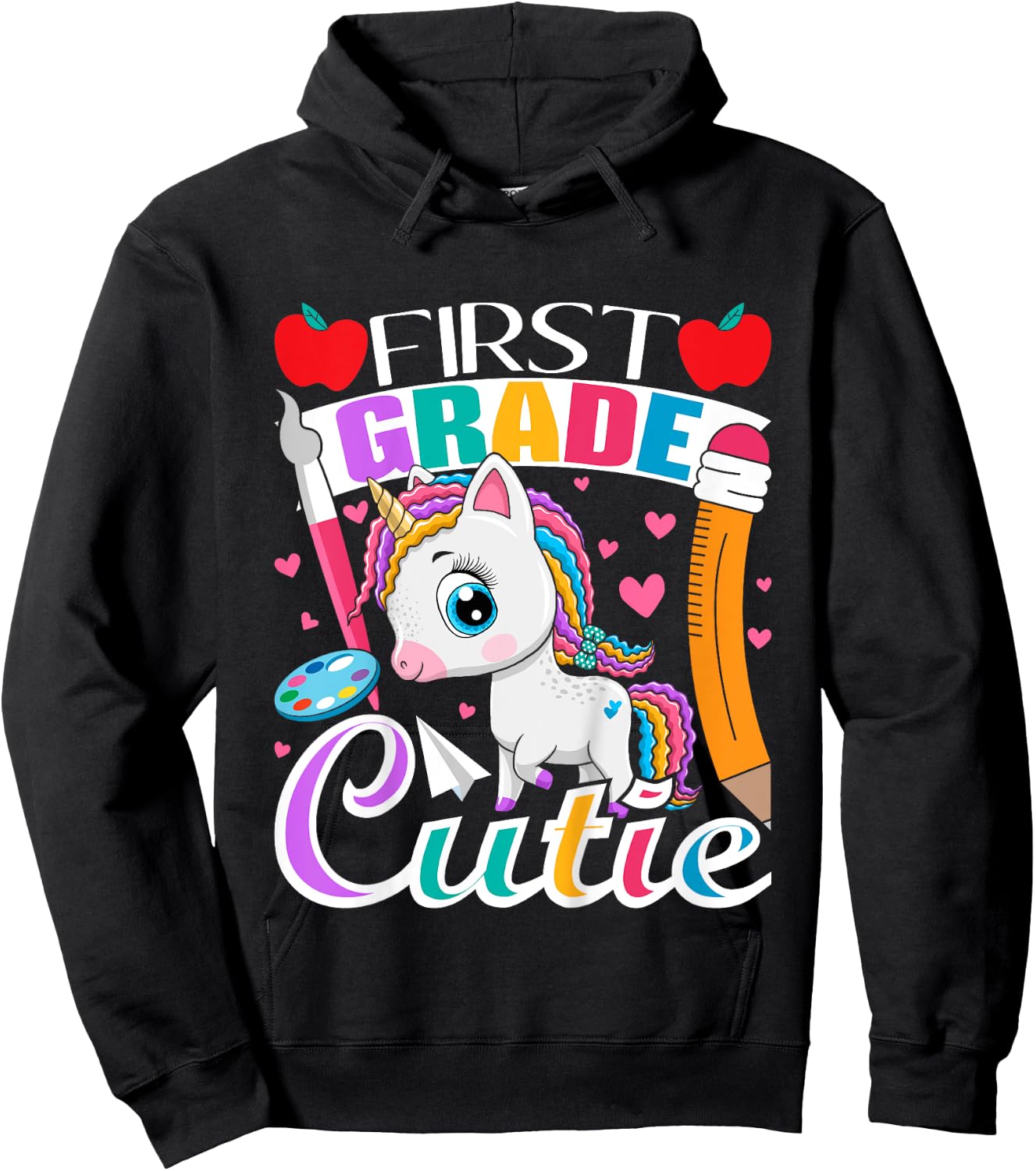 First Grade Cutie - First Day Of School Student Unicorn Hoodie - Hoodie | Black