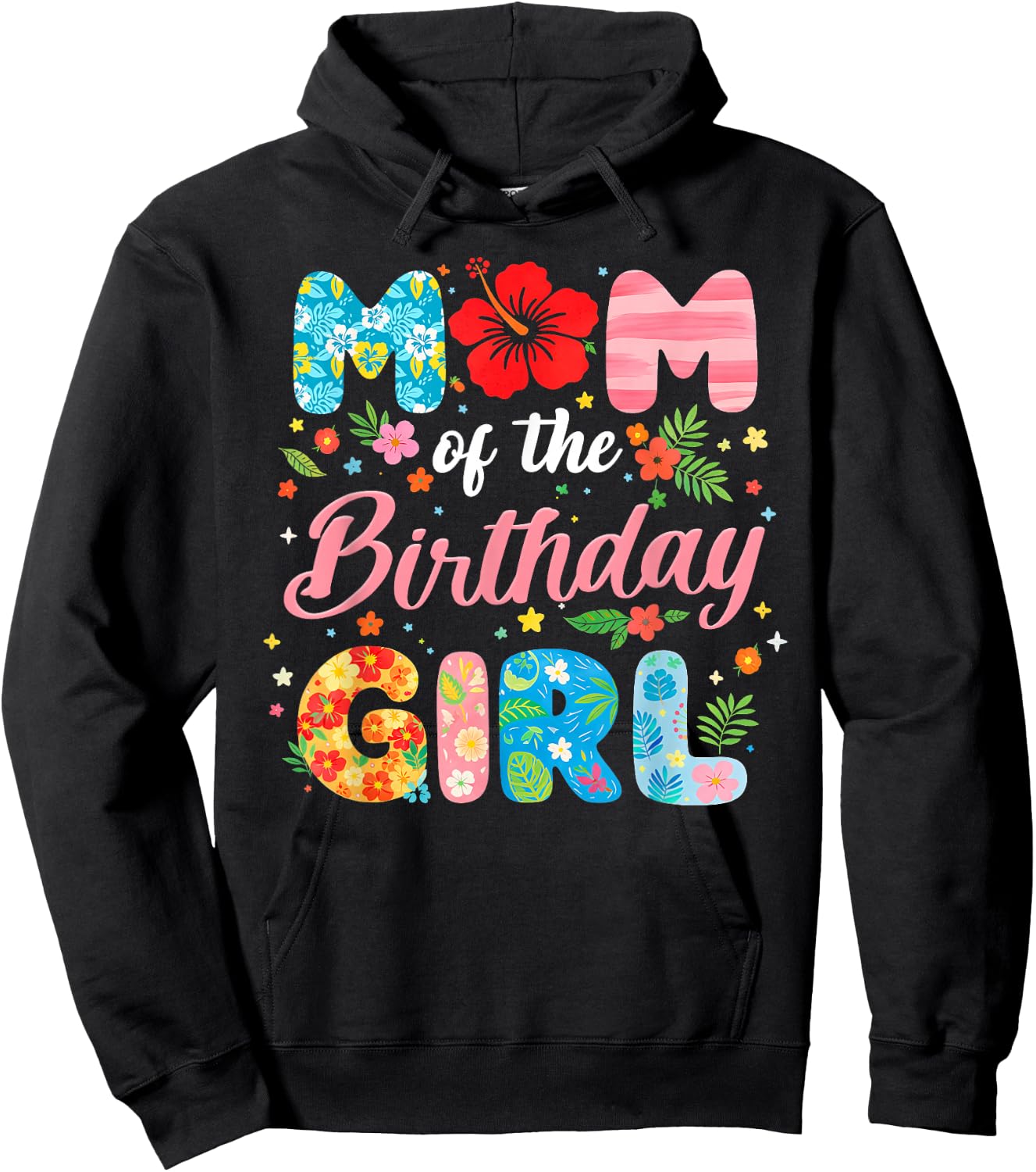 Mom of The Birthday Girl Family Summer Beach Birthday Party Hoodie - Hoodie | Black