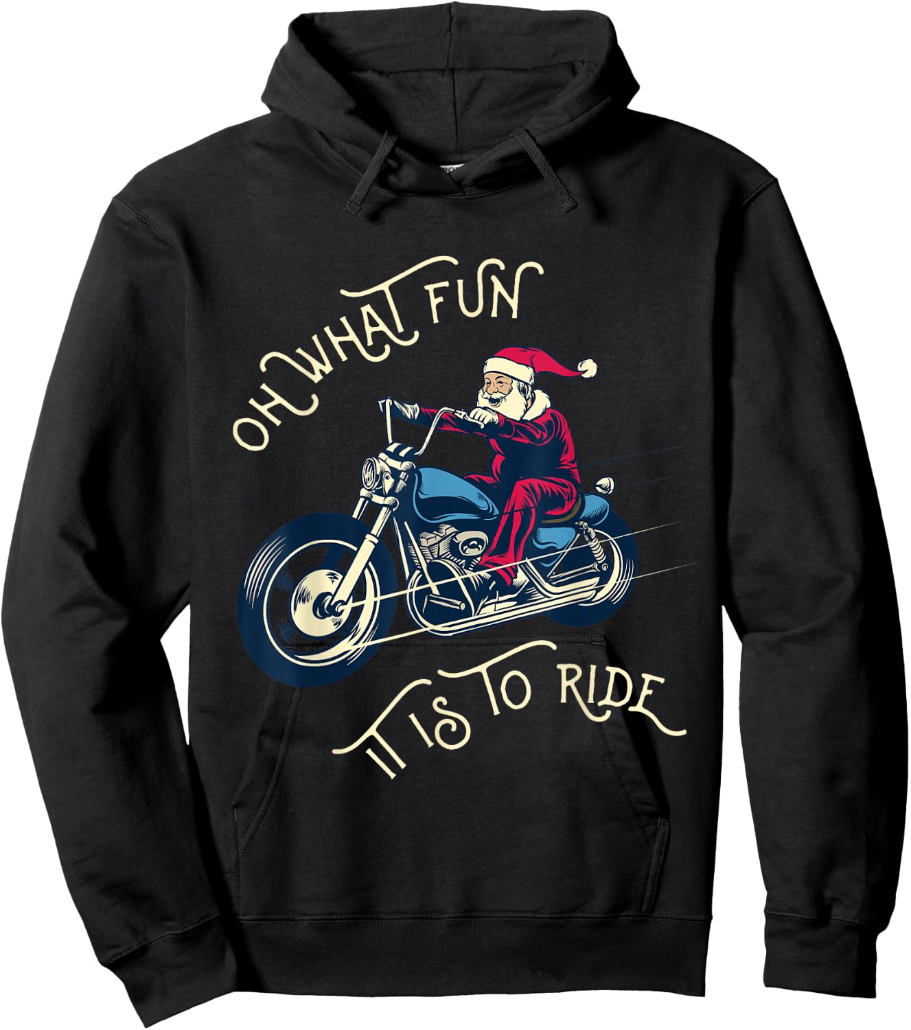 Biker Santa Motorcycle Fan Merry Christmas Holiday Men Women Hoodie - Hoodie | Black