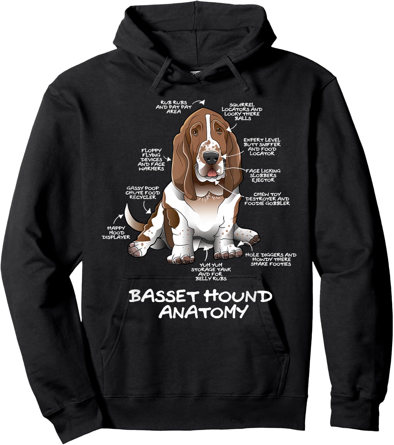 Funny Cute Basset Hound Anatomy Dog Biology Women Hoodie - Hoodie | Black