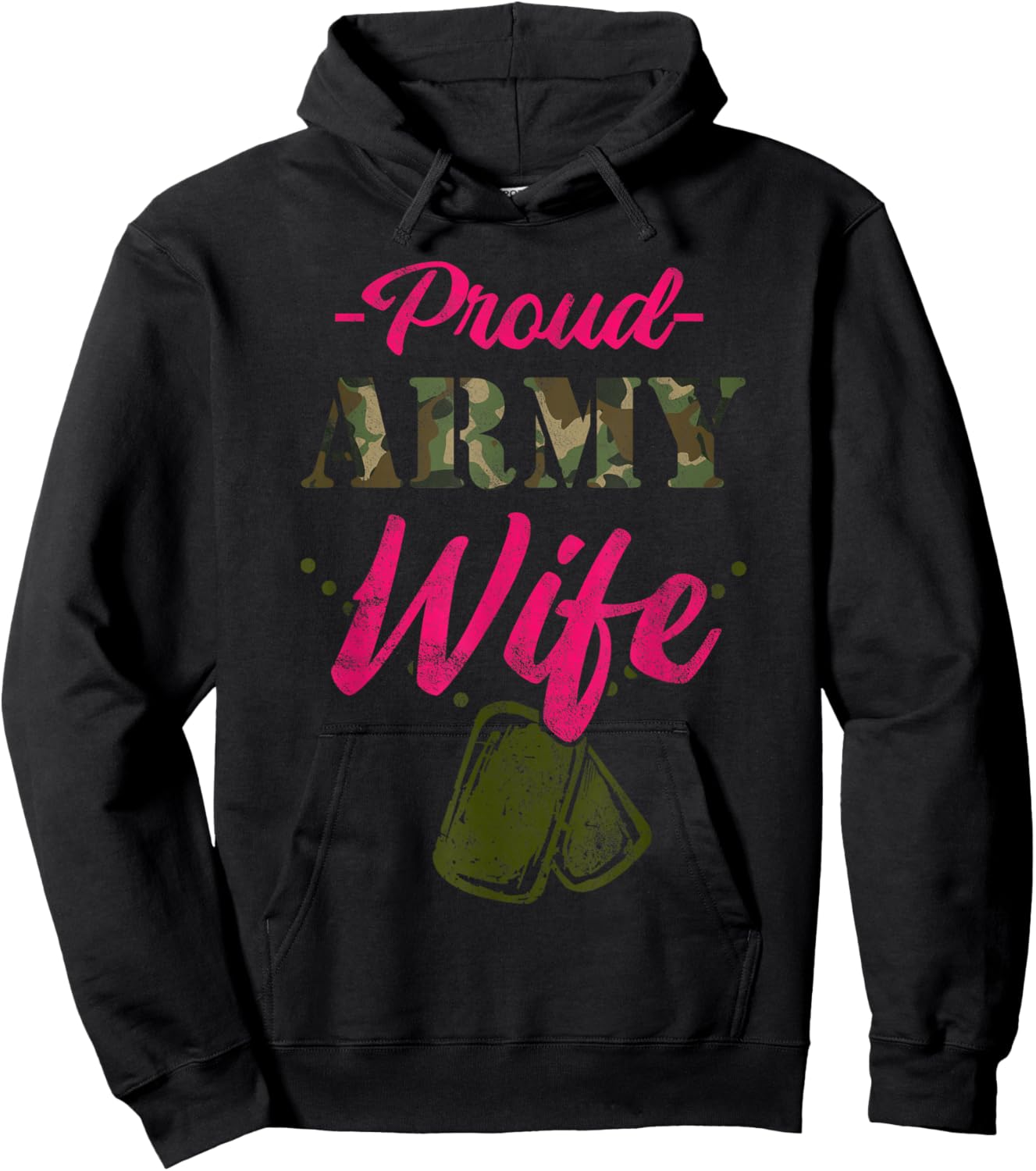 Proud Army Wife Gift a wife of a brave US soldier Hoodie - Hoodie | Black