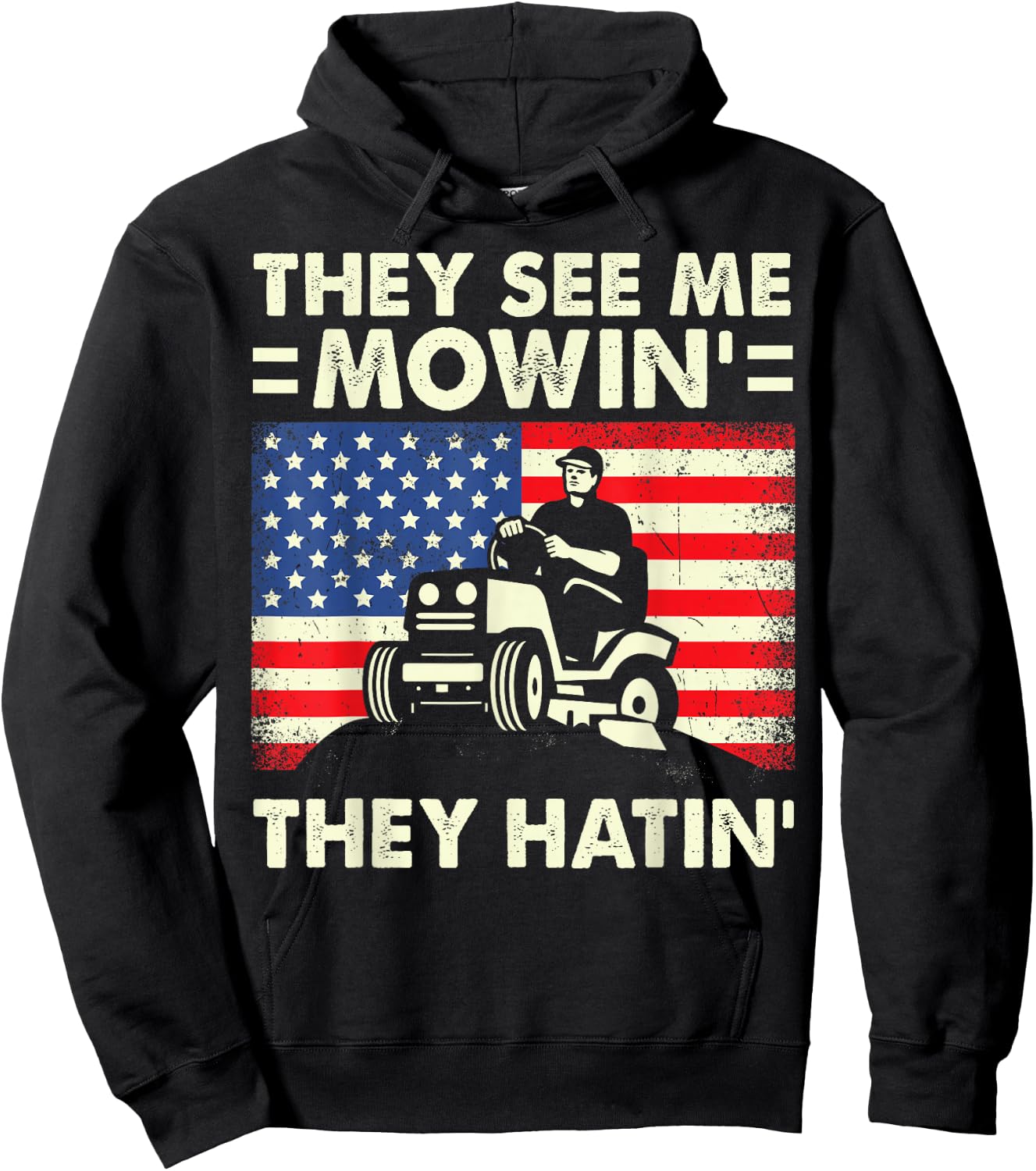 Lawn Mowing They See Me Mowing They Hatin Lawn Care Work Hoodie - Hoodie | Black