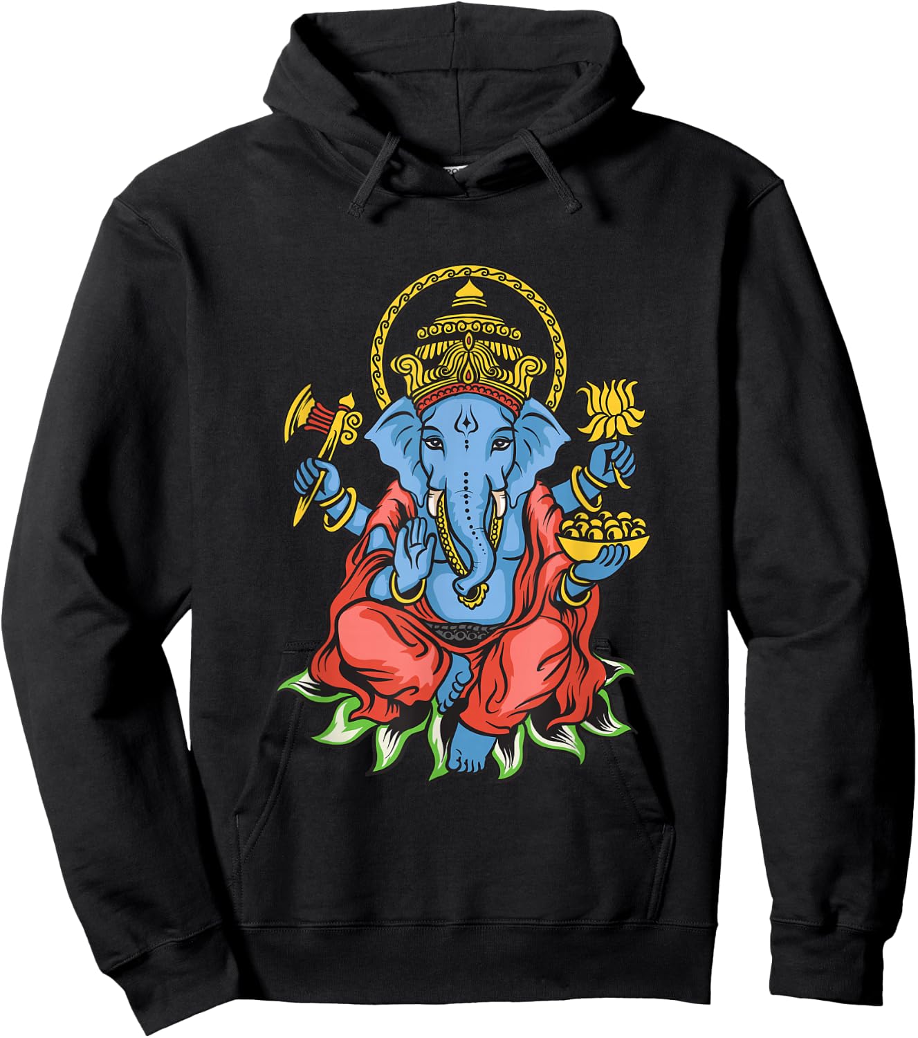 Spiritual Hindu God Ganesha Meditation Yoga Hoodie - Hoodie | Black