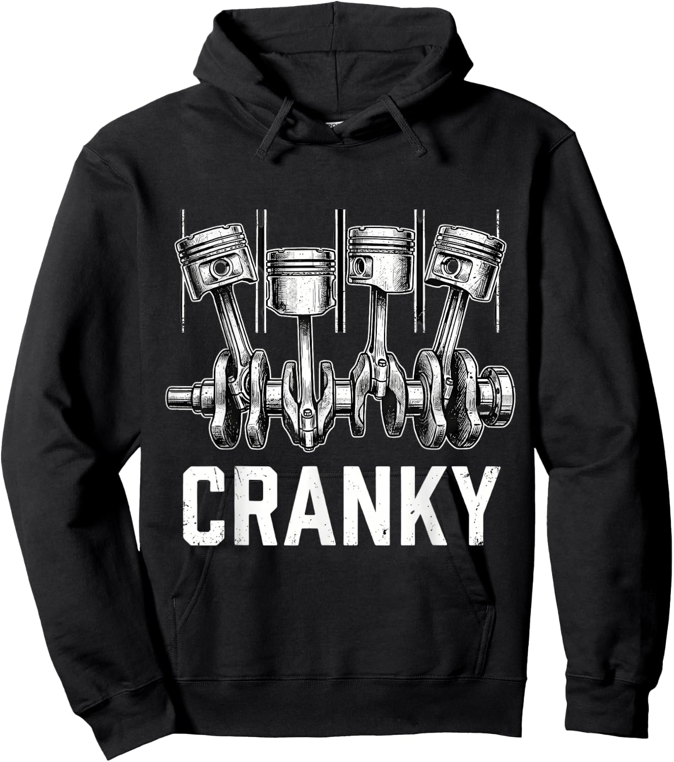 Cranky Car Engine Crankshaft Funny Car Mechanics Hoodie - Hoodie | Black