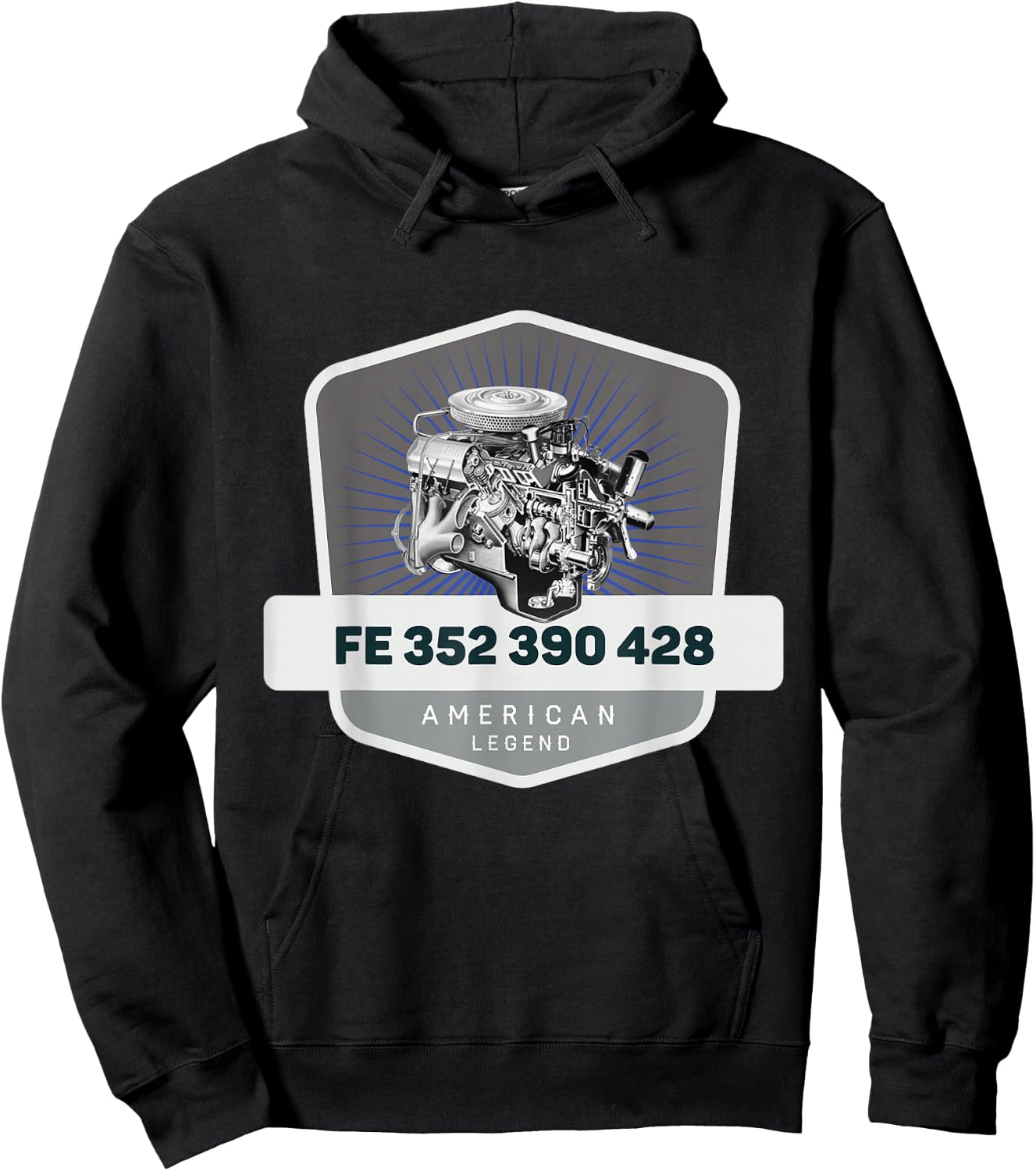 FE 352 390 428 V8 Muscle Car Legend Engine Retro Logo Hoodie - Hoodie | Black