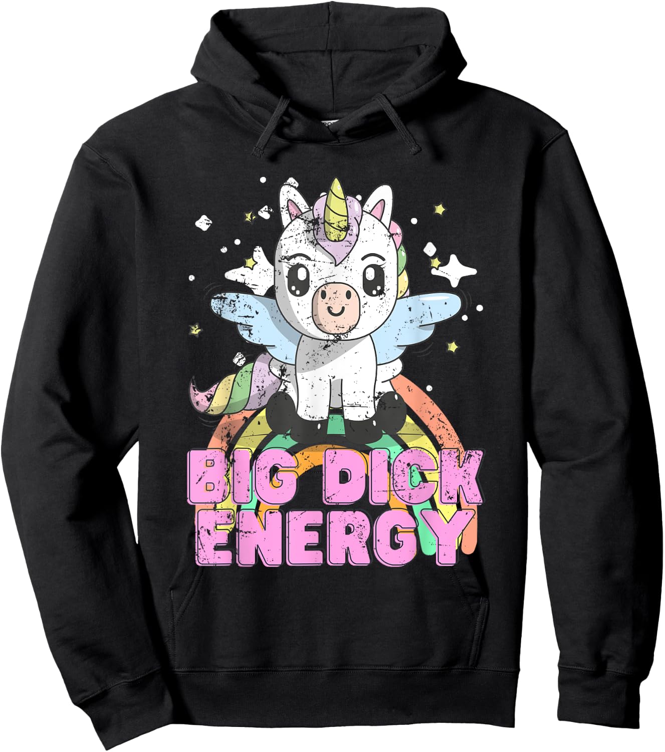 Funny Ironic Cool Unicorn Big Dick Energy Festival Anime Hoodie - Hoodie | Black
