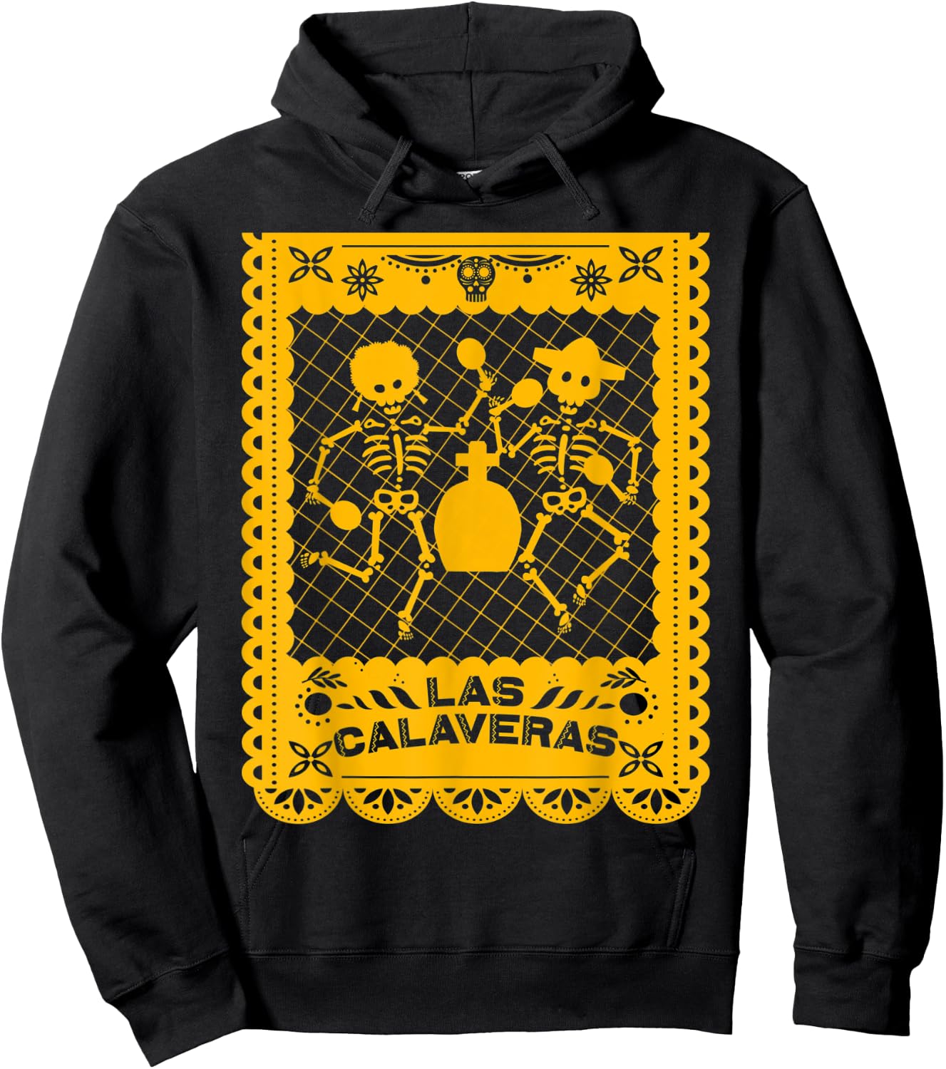 Day of the Dead Dia de Muertos Mexican Papel Picado Calavera Hoodie - Hoodie | Black