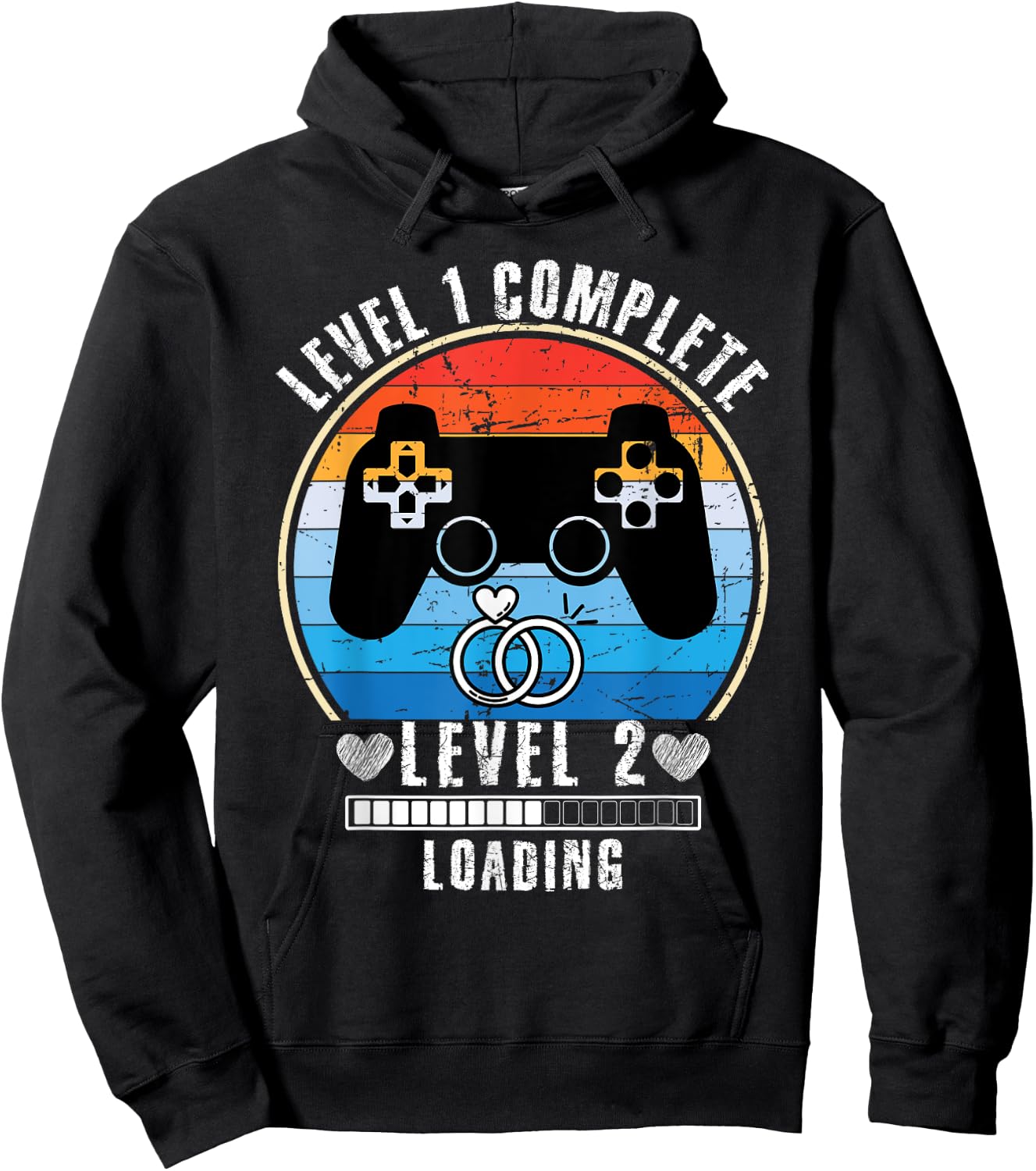 Level 1 Complete Wedding Anniversary For Couple Gamer Hoodie - Hoodie | Black