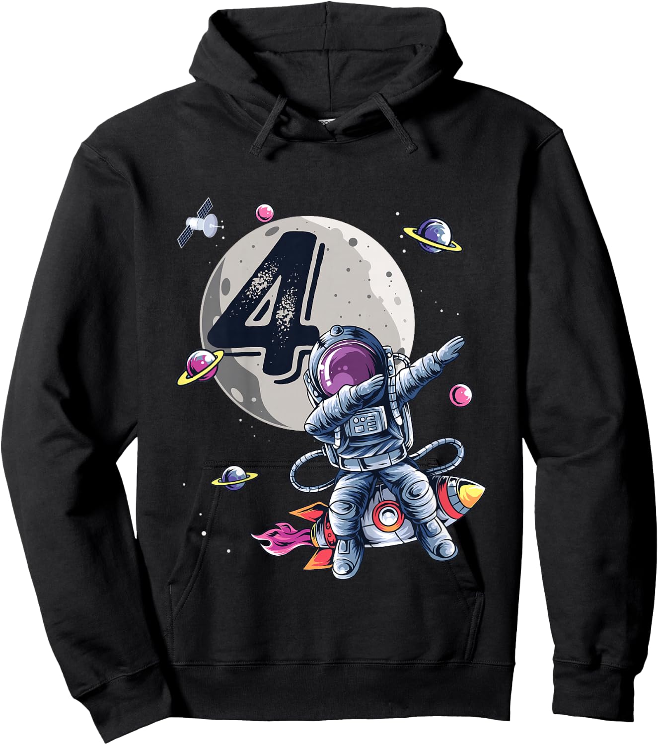4 Years Old Birthday Boy Astronaut Gifts Space 4th B-Day Hoodie - Hoodie | Black