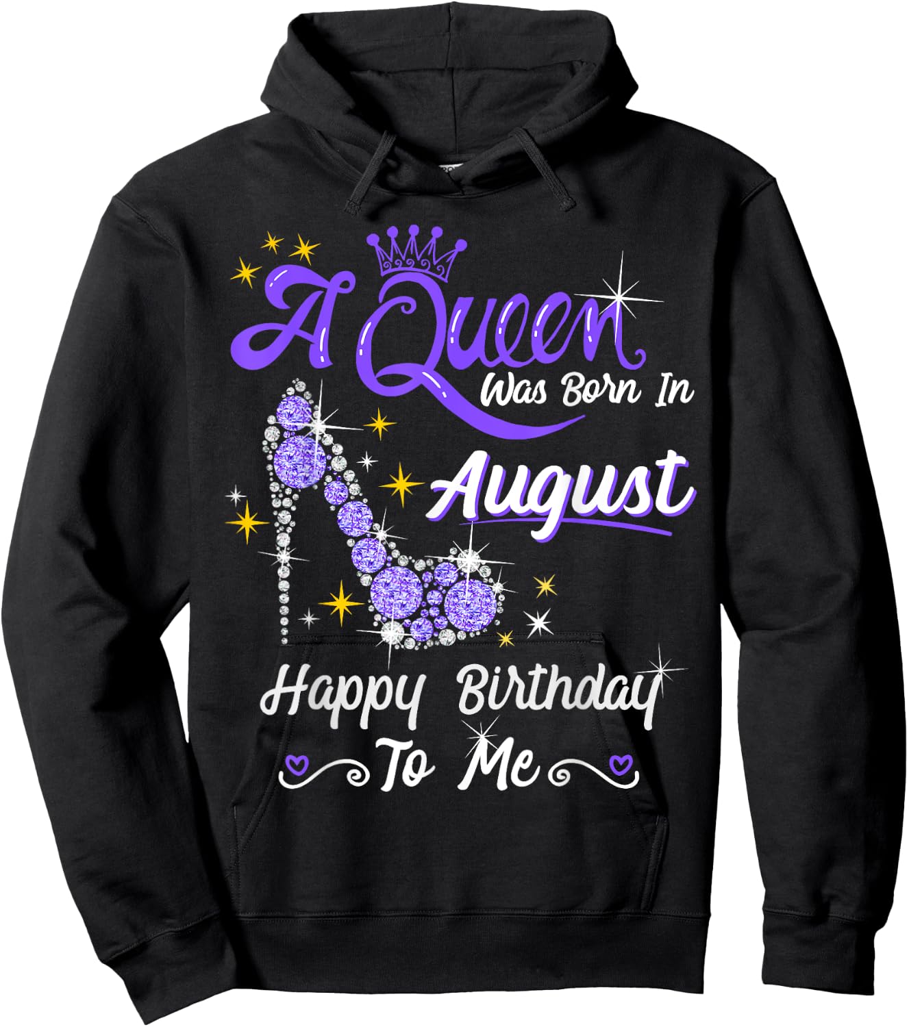 A Queen was Born in August High Heel Birthday Queen August Hoodie - Hoodie | Black