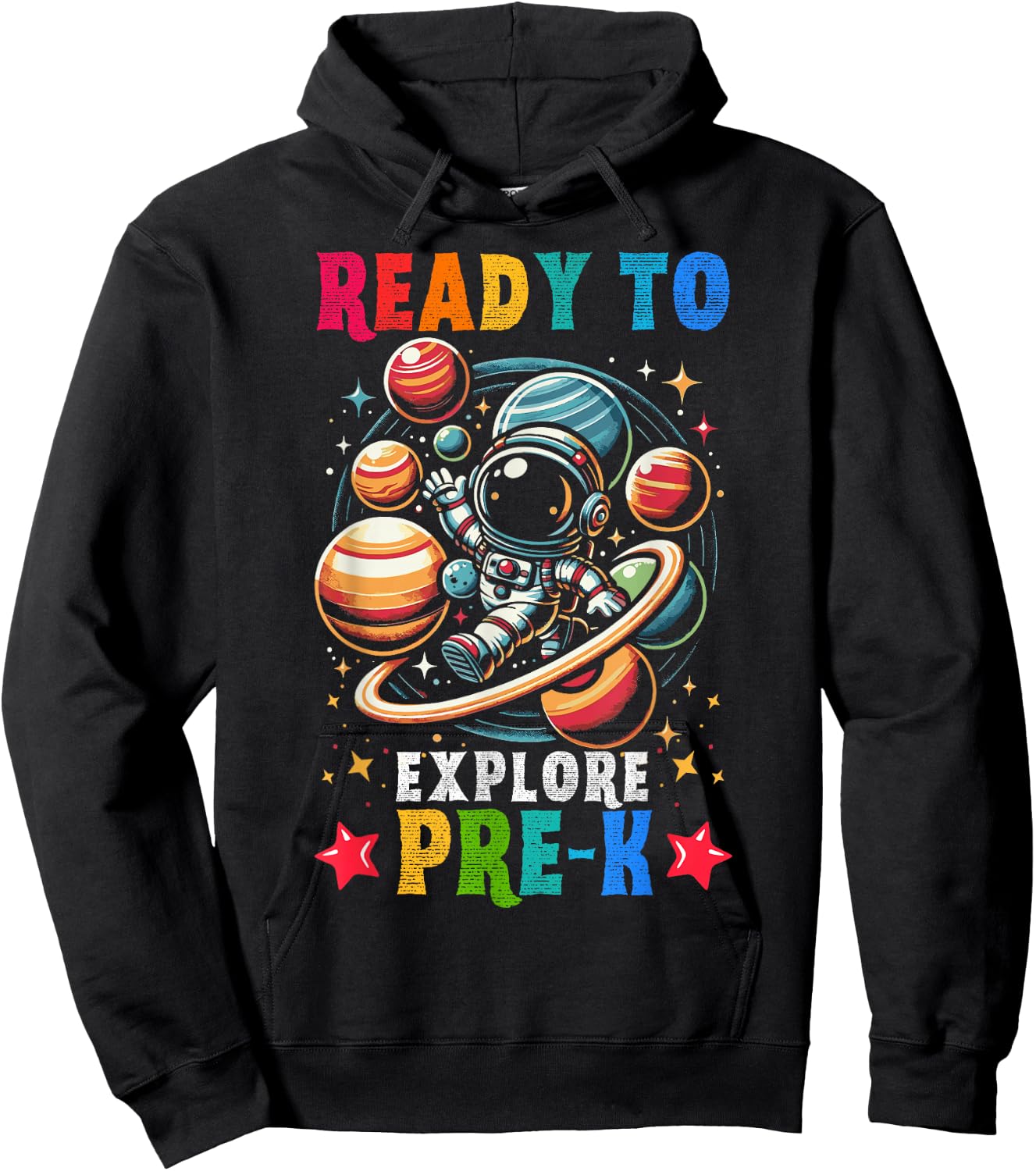 First day Kids Welcome back to School Astronaut Space Pre-k Hoodie - Hoodie | Black