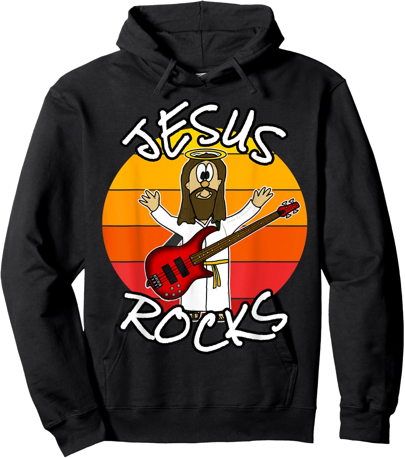 Jesus Rocks Bass Guitar, Church Bassist, Worship Musician Hoodie - Hoodie | Black