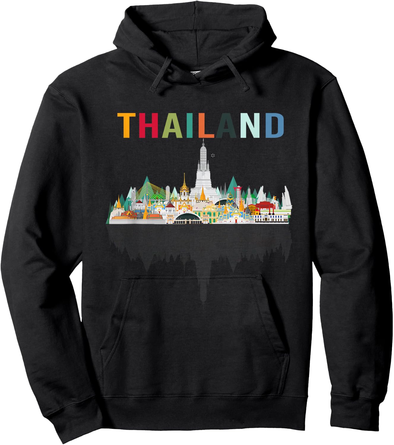 Bangkok Travel Thailand Gift -Adults Black Thai Flag Small Hoodie - Hoodie | Black