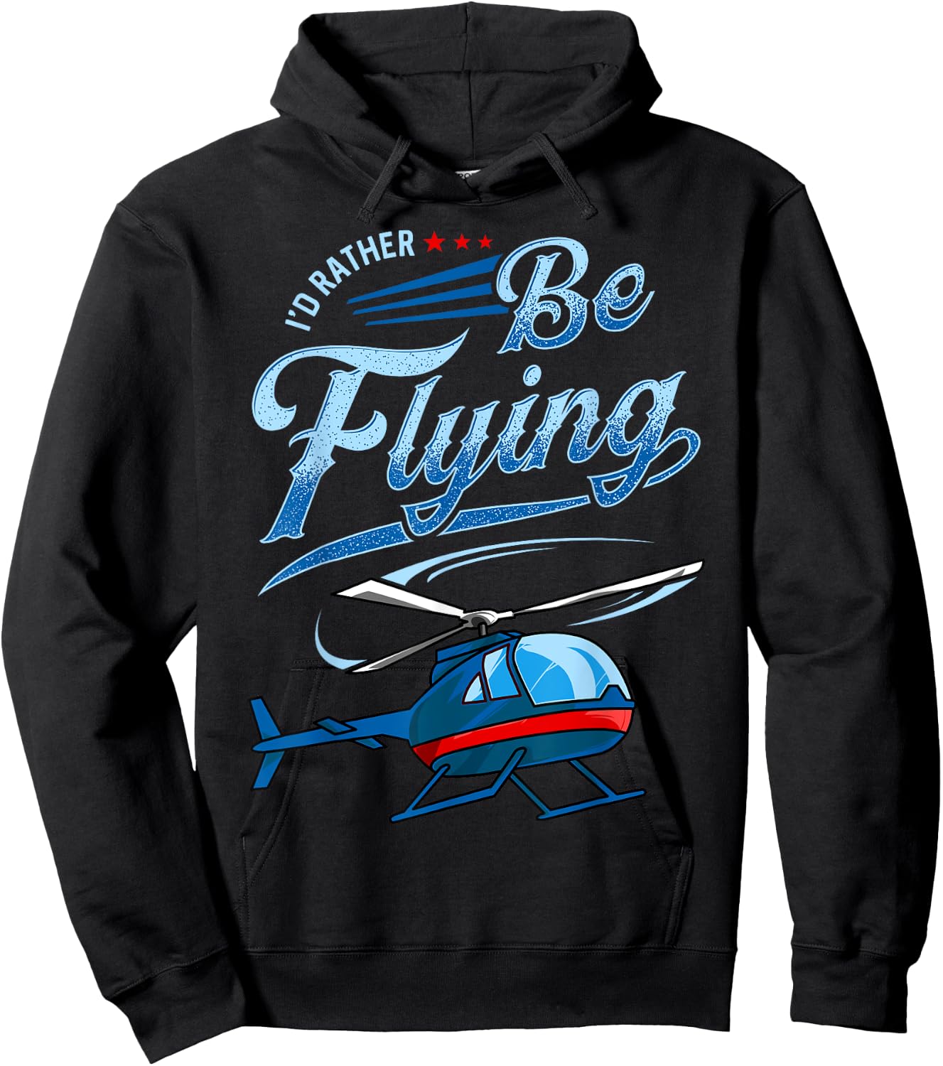 I'd Rather Be Flying Retro Helicopter Pilot Aviation Hoodie - Hoodie | Black