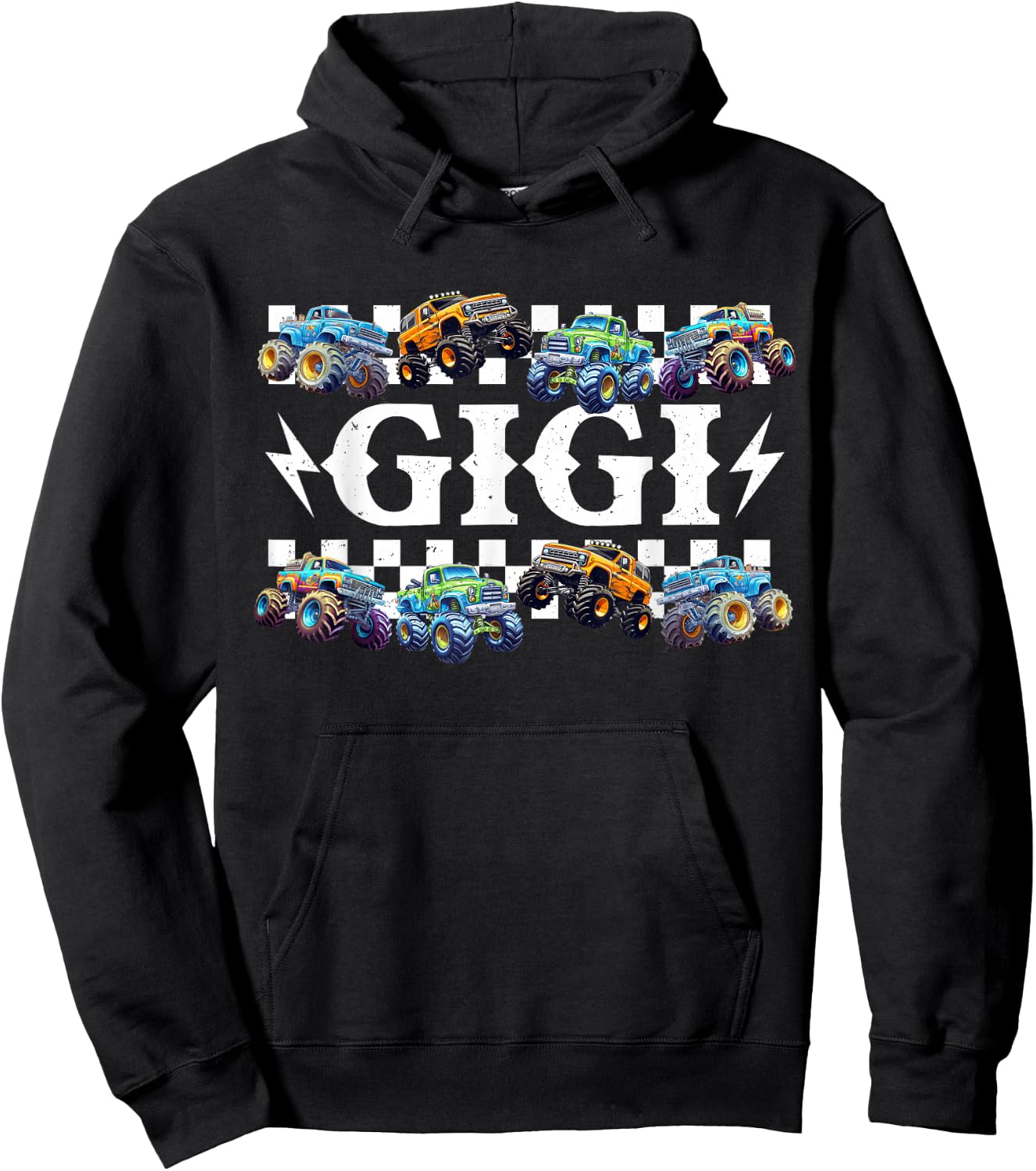 Gigi Family Matching Monster Trucks Birthday Hoodie - Hoodie | Black