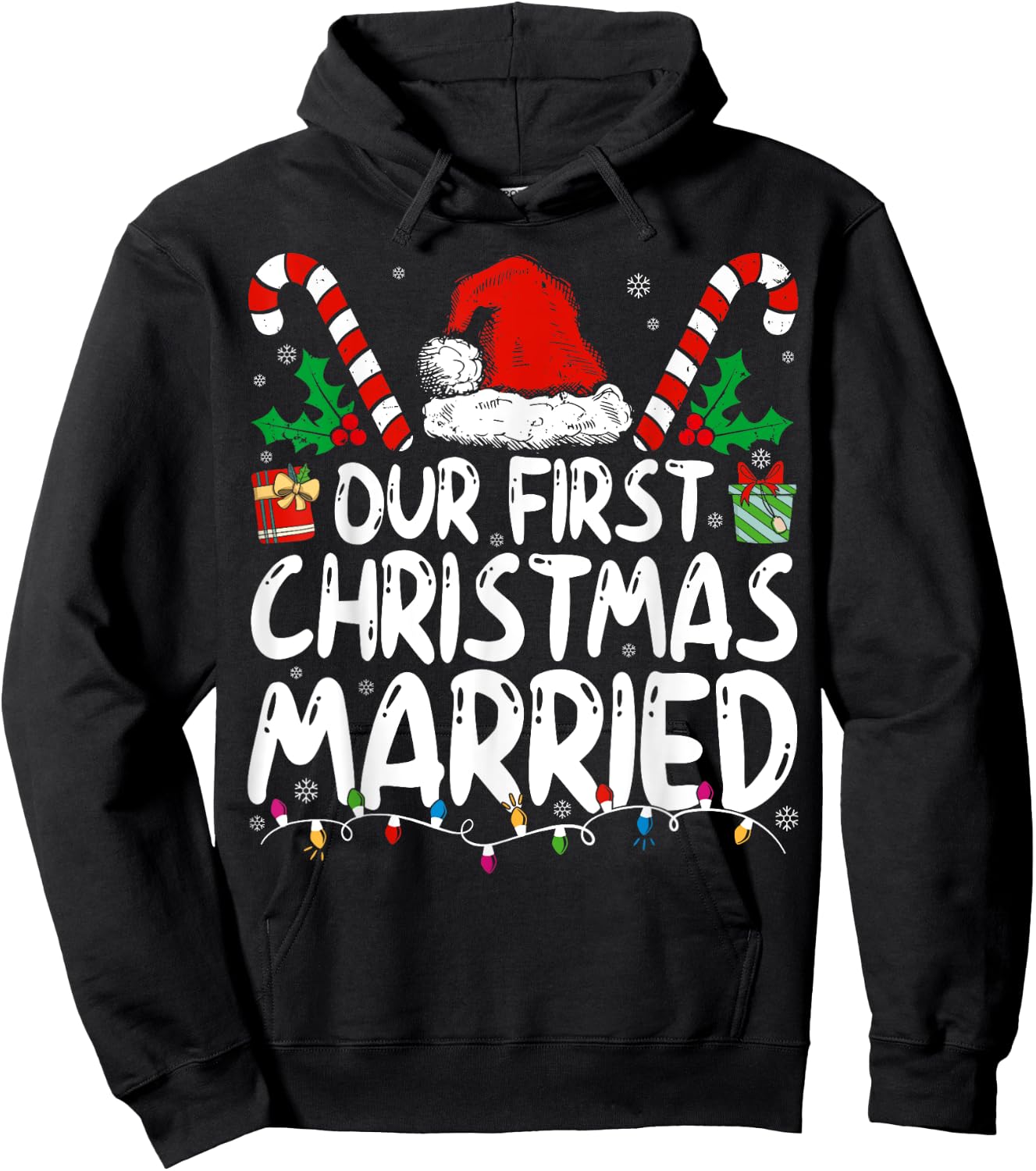 Our First Christmas Married As Mr and Mrs Couples Matching Hoodie - Hoodie | Black
