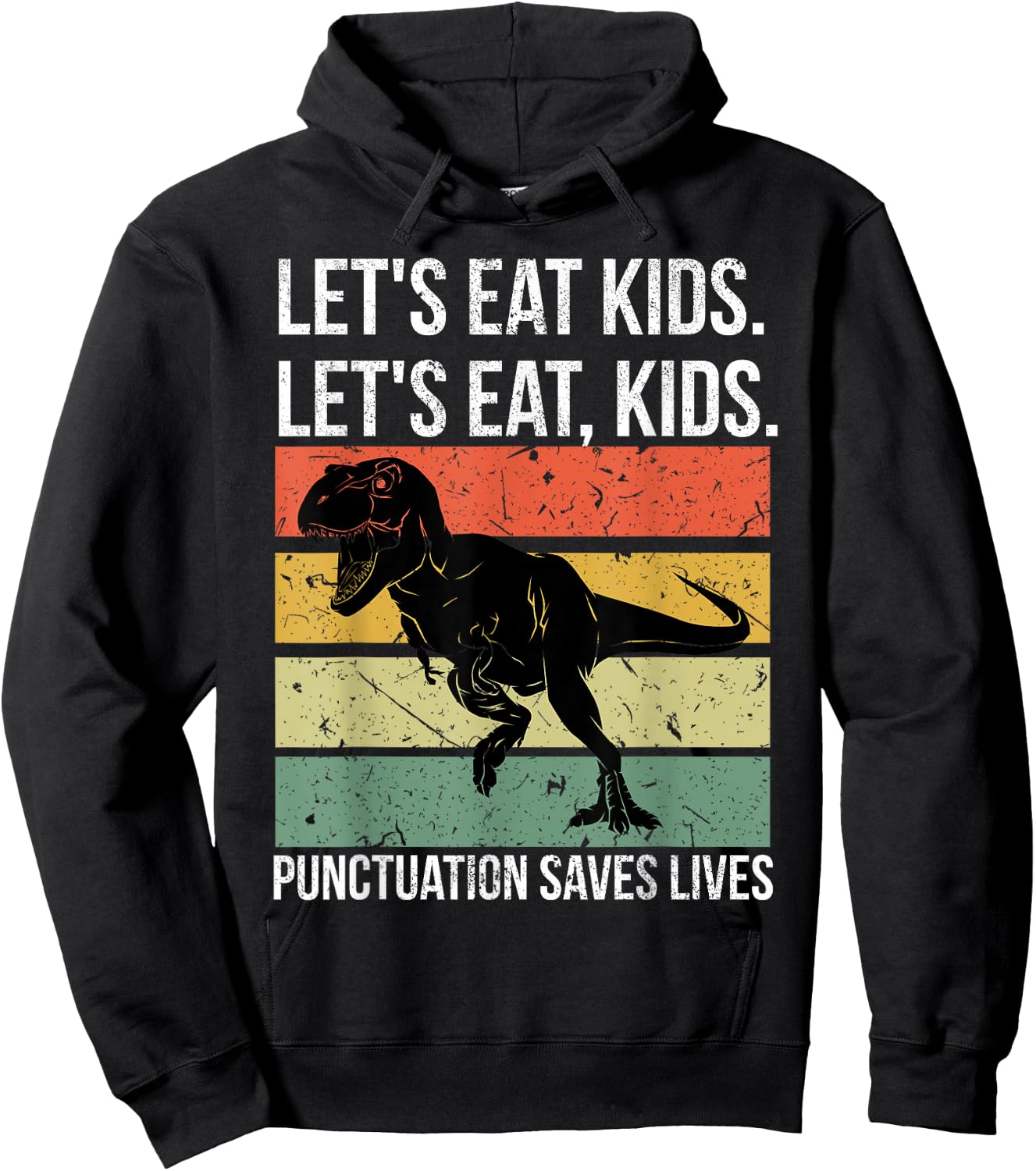 Funny Let's Eat Kids Punctuation Saves Lives Grammar Hoodie - Hoodie | Black