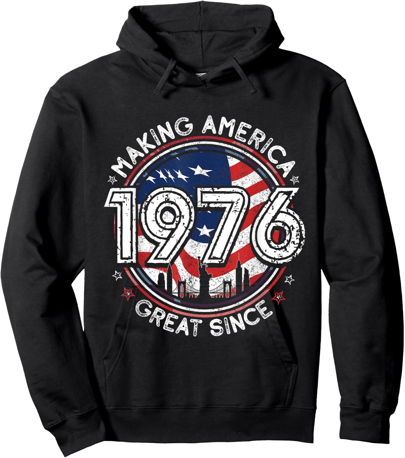 Making America Great Since 1976 American Flag Birthday Hoodie - Hoodie | Black