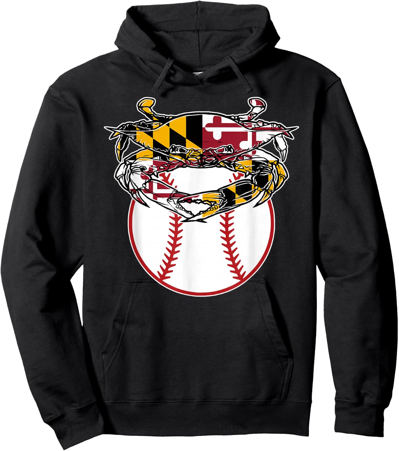 Maryland Crab State Pride Flag Gift - Baseball & Blue Crab Hoodie - Hoodie | Black