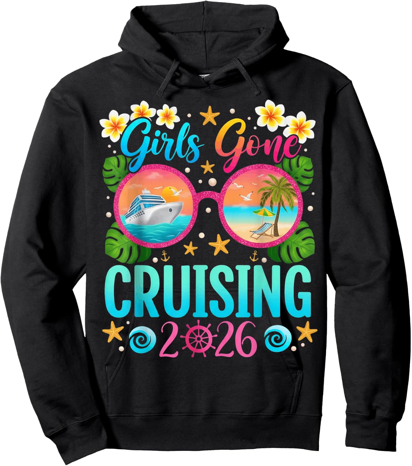 Girls Gone Cruising 2026 Women Besties Group Matching Cruise Hoodie - Hoodie | Black