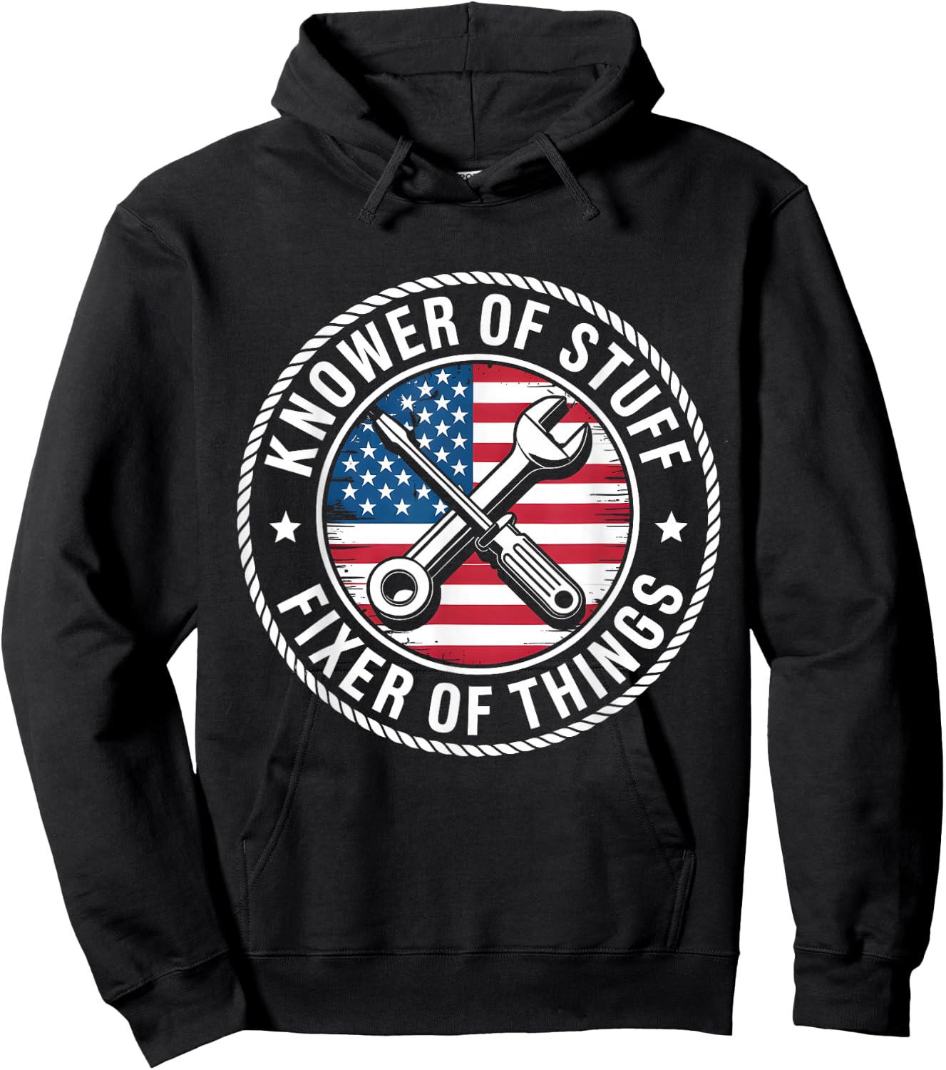 Knower of Stuff Fixer of Things USA Flag Handyman Graphic Hoodie - Hoodie | Black