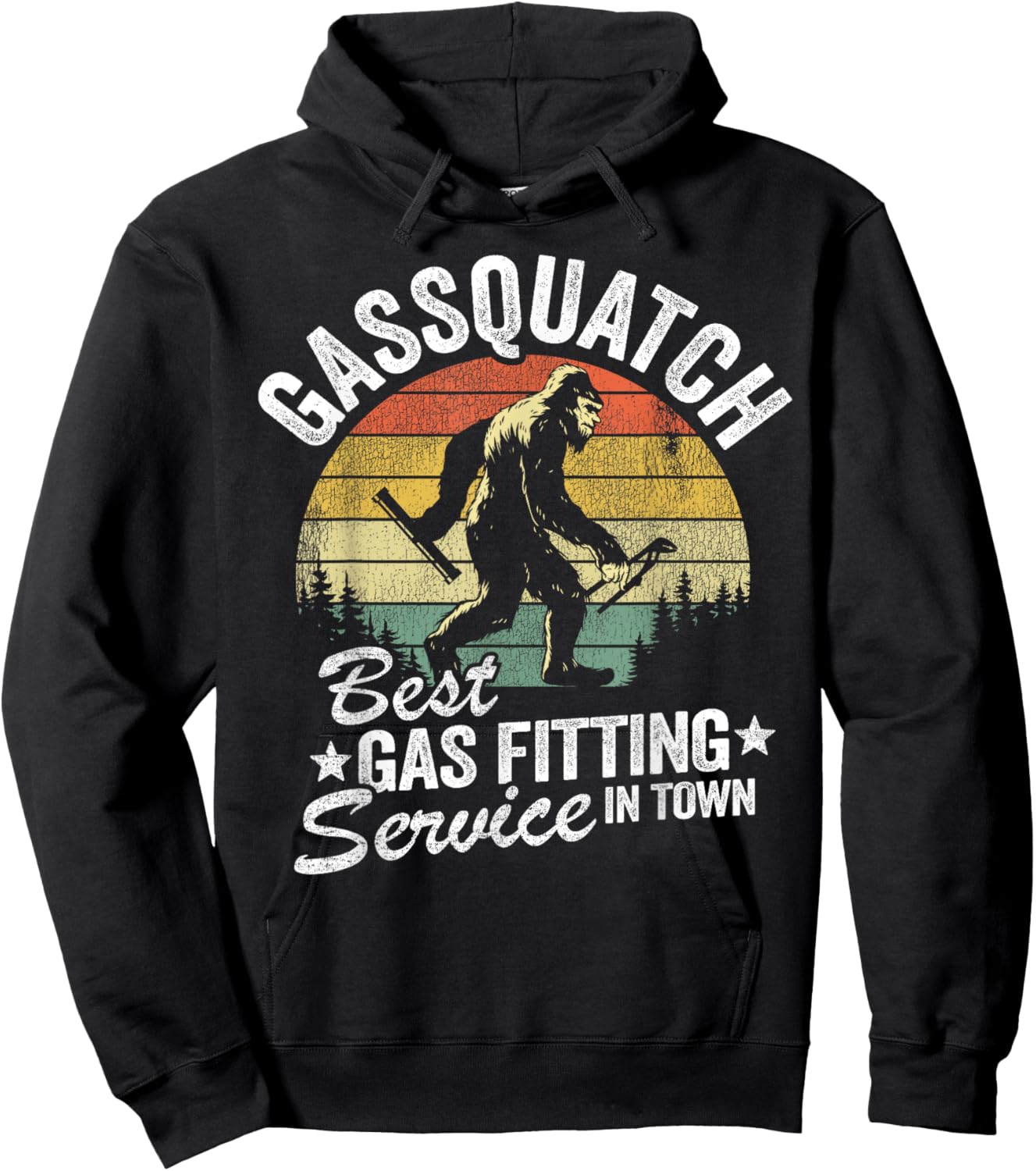 Gassquatch Best Gas Fitting Service In Town Funny Bigfoot Hoodie - Hoodie | Black