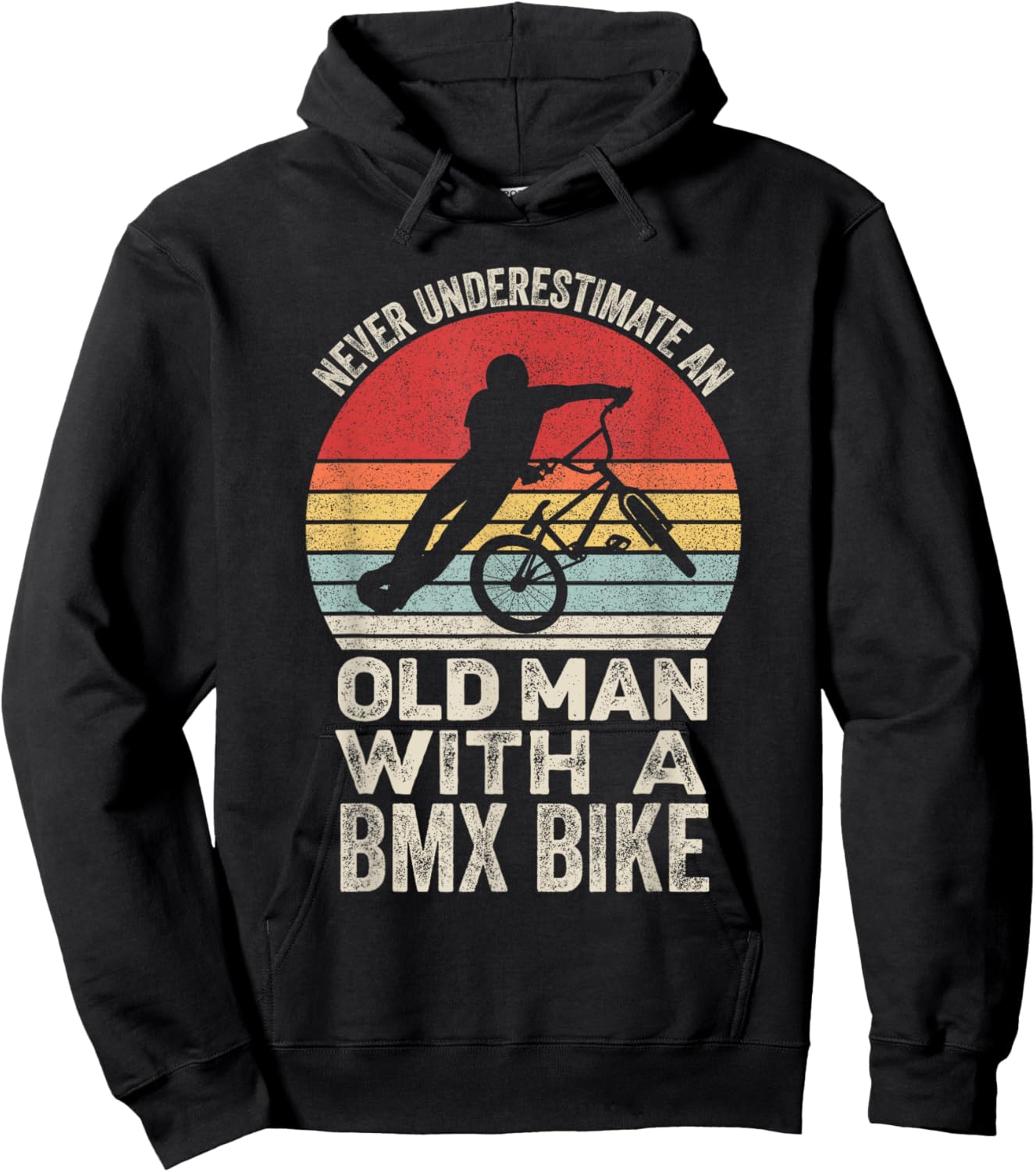 Vintage Retro Never Underestimate An Old Man With A Bmx Bike Hoodie - Hoodie | Black