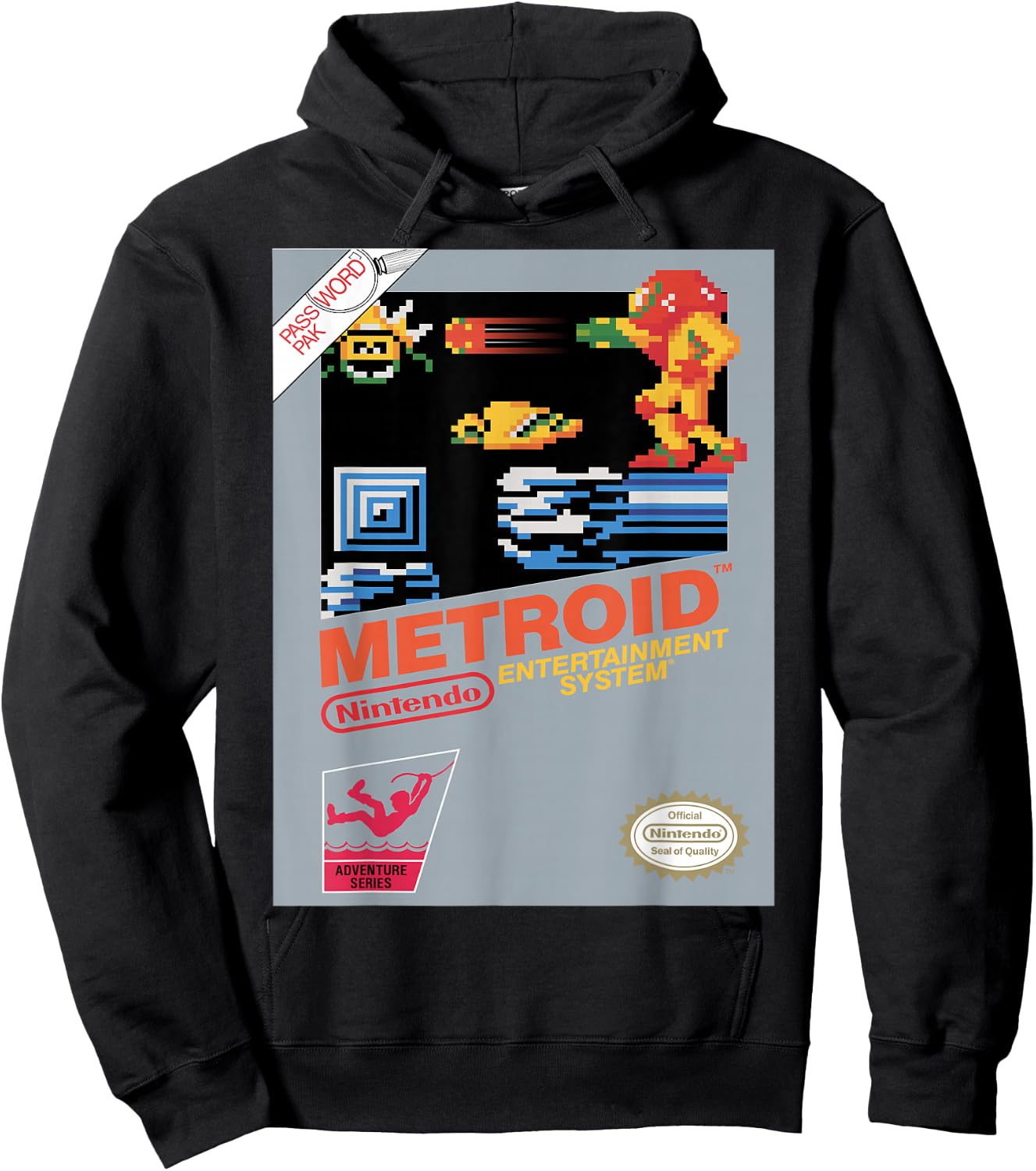 Nintendo NES Metroid Retro Vintage Cover Graphic Hoodie - Hoodie | Black