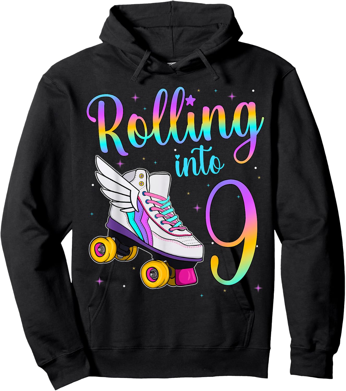 Rolling Into 9 Years. Lets Roll I'm Turning 9 Roller Skates Hoodie - Hoodie | Black