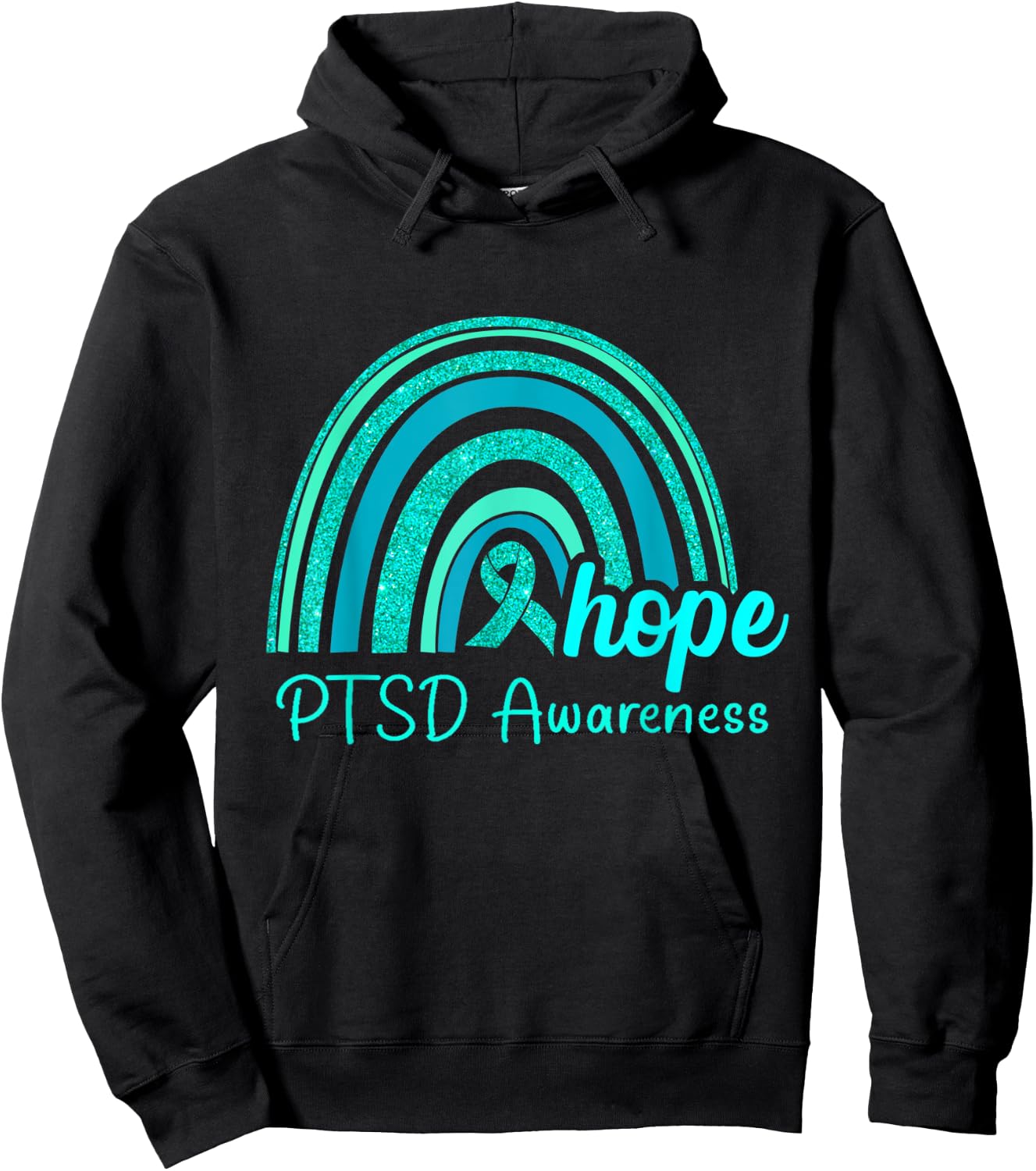PTSD Awareness Hope Rainbow Hoodie - Hoodie | Black