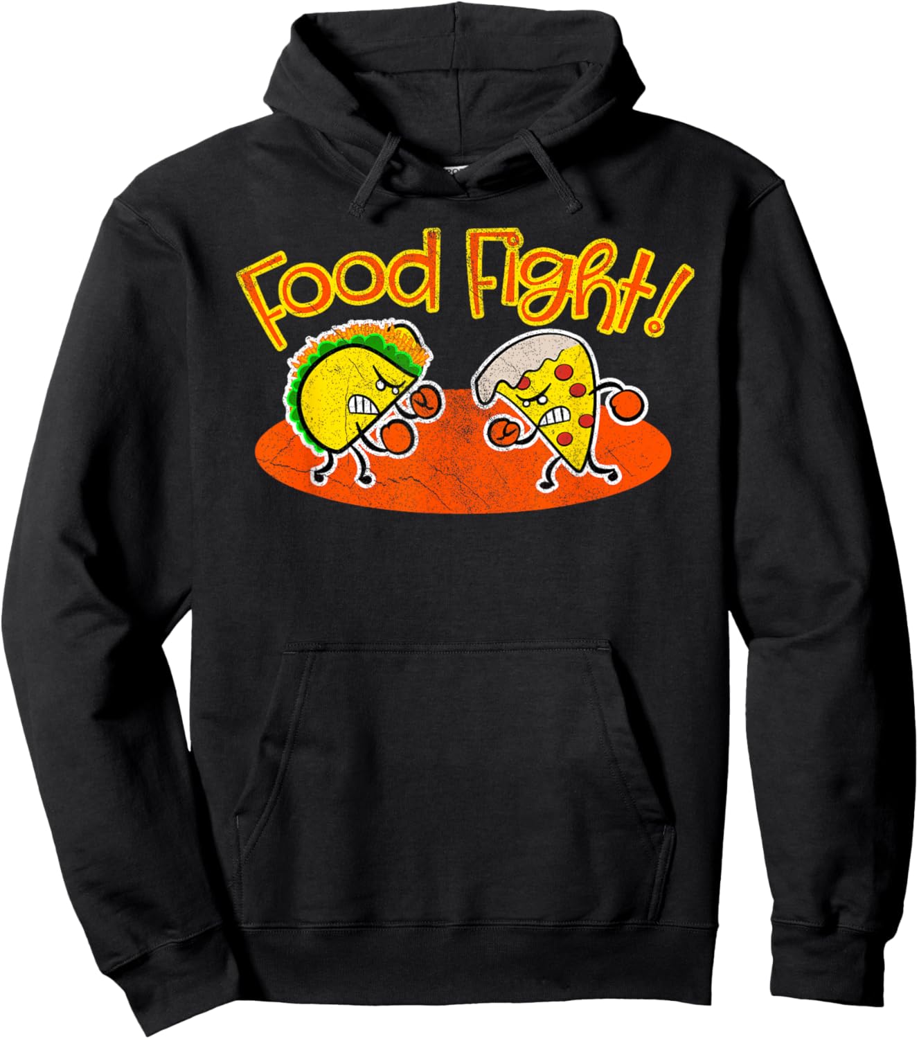 Food Fight - Funny Taco Pizza Slice Hungry Cartoon Foods Hoodie - Hoodie | Black