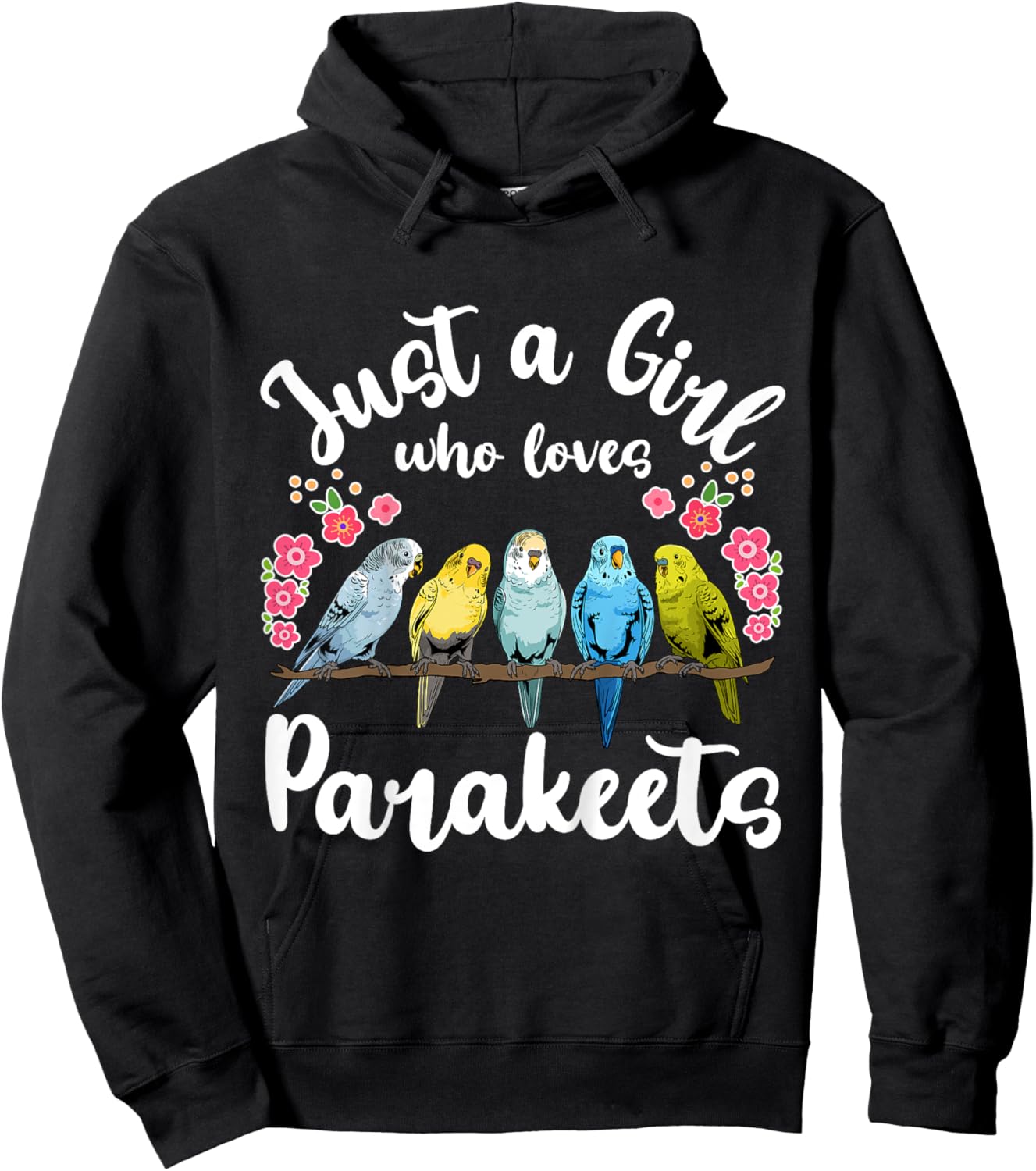 Kids Parakeet Birds Just a Girl Who Loves Parakeets Hoodie - Hoodie | Black
