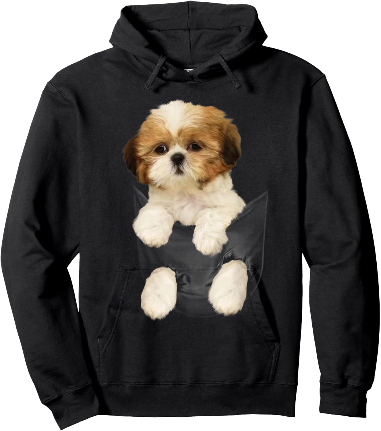 Shih tzu Puppy in Pocket Hoodie - Hoodie | Black
