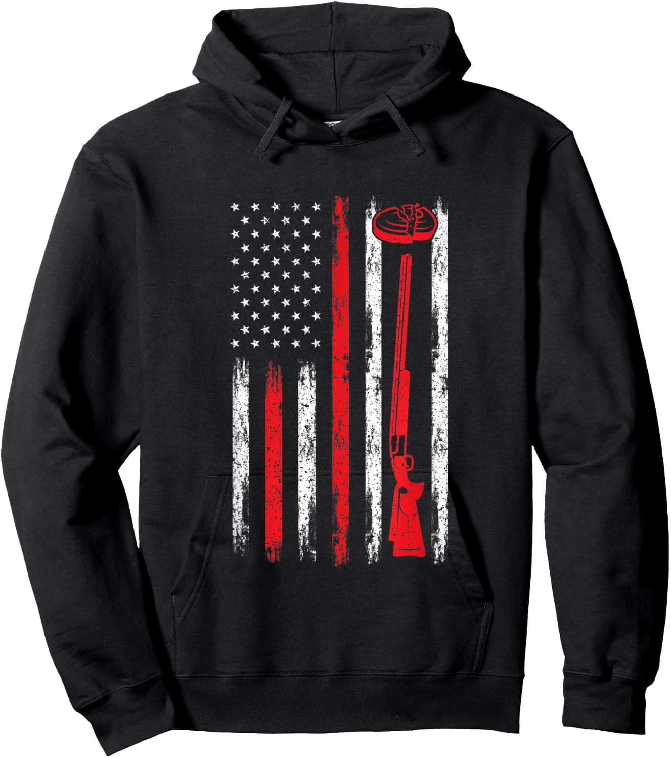Clay Pigeon Shooting USA American Flag - Trap Rifle Firearm Women Men Hoodie - Hoodie | Black