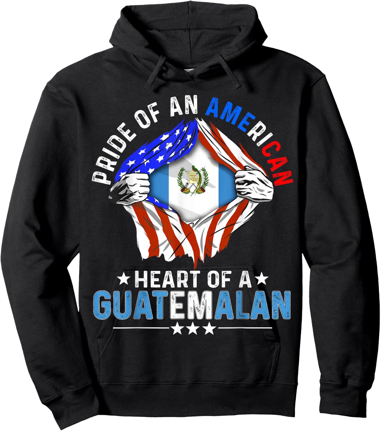 Guatemalan American America Pride Foreign Guatemala Flag Hoodie - Hoodie | Black