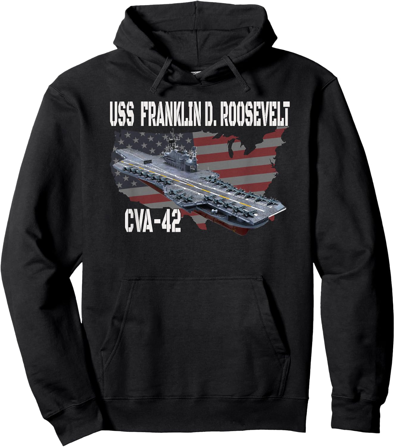 USS Franklin D. Roosevelt CVA-42 Aircraft Carrier Veterans Hoodie - Hoodie | Black