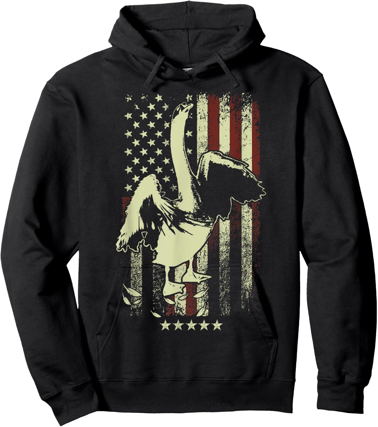 USA American Flag Hunters - Hunting Mute Swan Bird Hoodie - Hoodie | Black