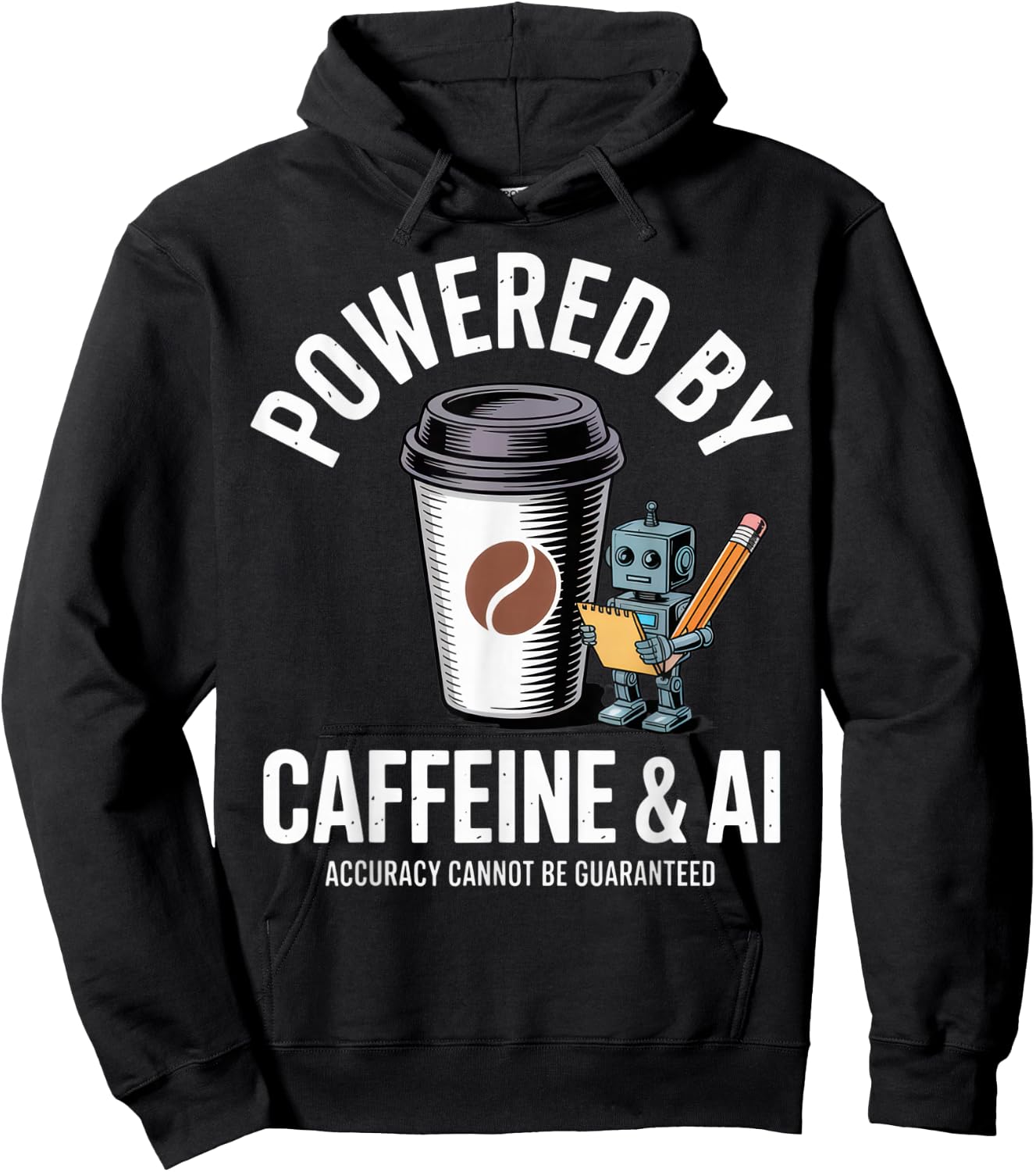 Powered by Caffeine & AI Funny Tech Enthusiast Work Vibe Hoodie - Hoodie | Black
