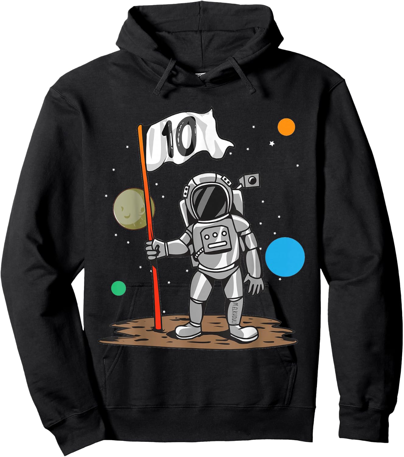 10th Birthday Outer Astrology | 10 Year Astronaut Space Hoodie - Hoodie | Black