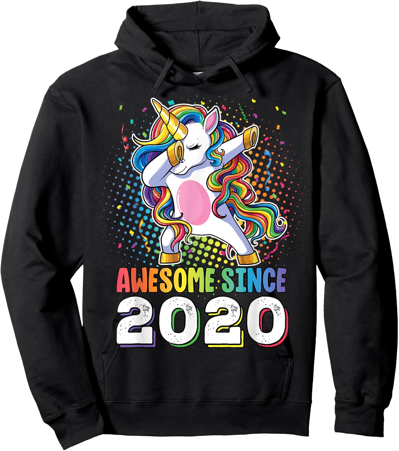 Awesome Since 2020 Girls Boys Dabbing Unicorn Birthday Hoodie - Hoodie | Black