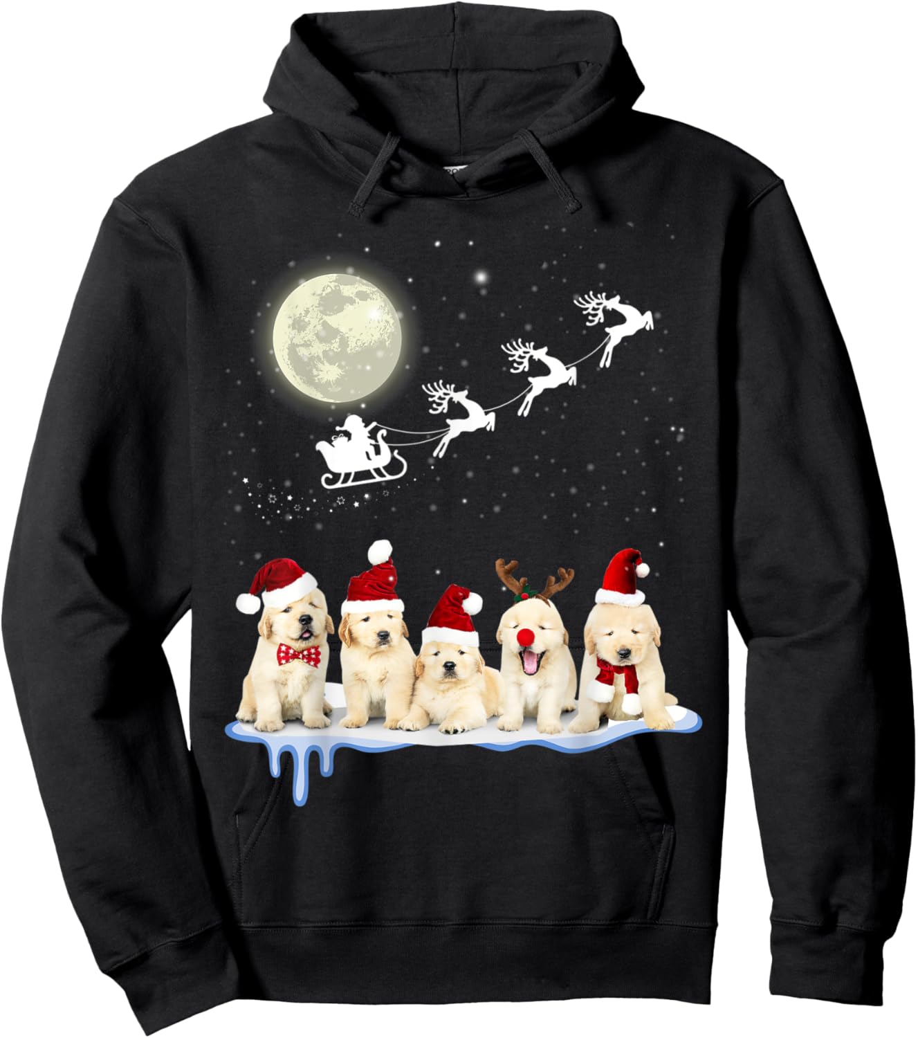 Golden Retriever Puppy Christmas Santa Hoodie - Hoodie | Black