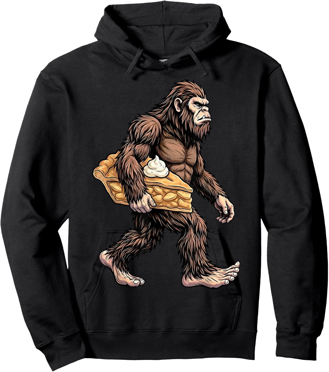 Bigfoot Carrying Apple Pie Funny Sasquatch Baking Dessert Hoodie - Hoodie | Black
